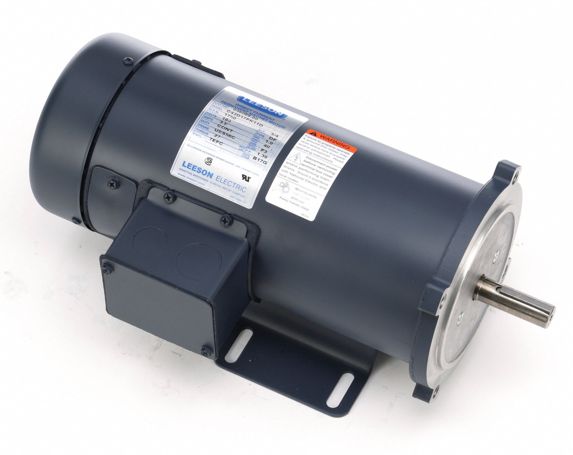 LEESON DC Permanent Motor 3/4 HP, 1,750 Nameplate RPM, 56C