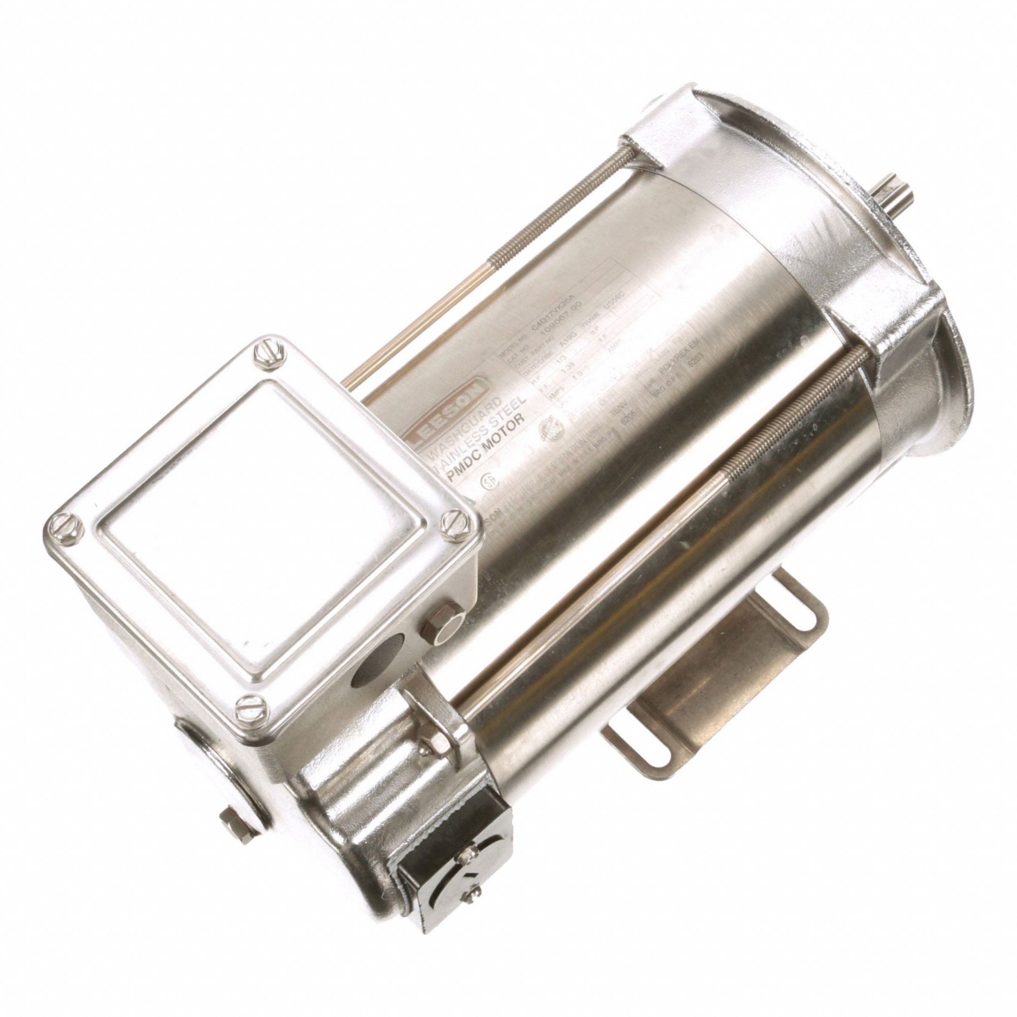 Washdown Motor: 1/3 hp, 1, 750 RPM, 56C Frame Size, Totally Enclosed Non-Ventilated, 180V DC