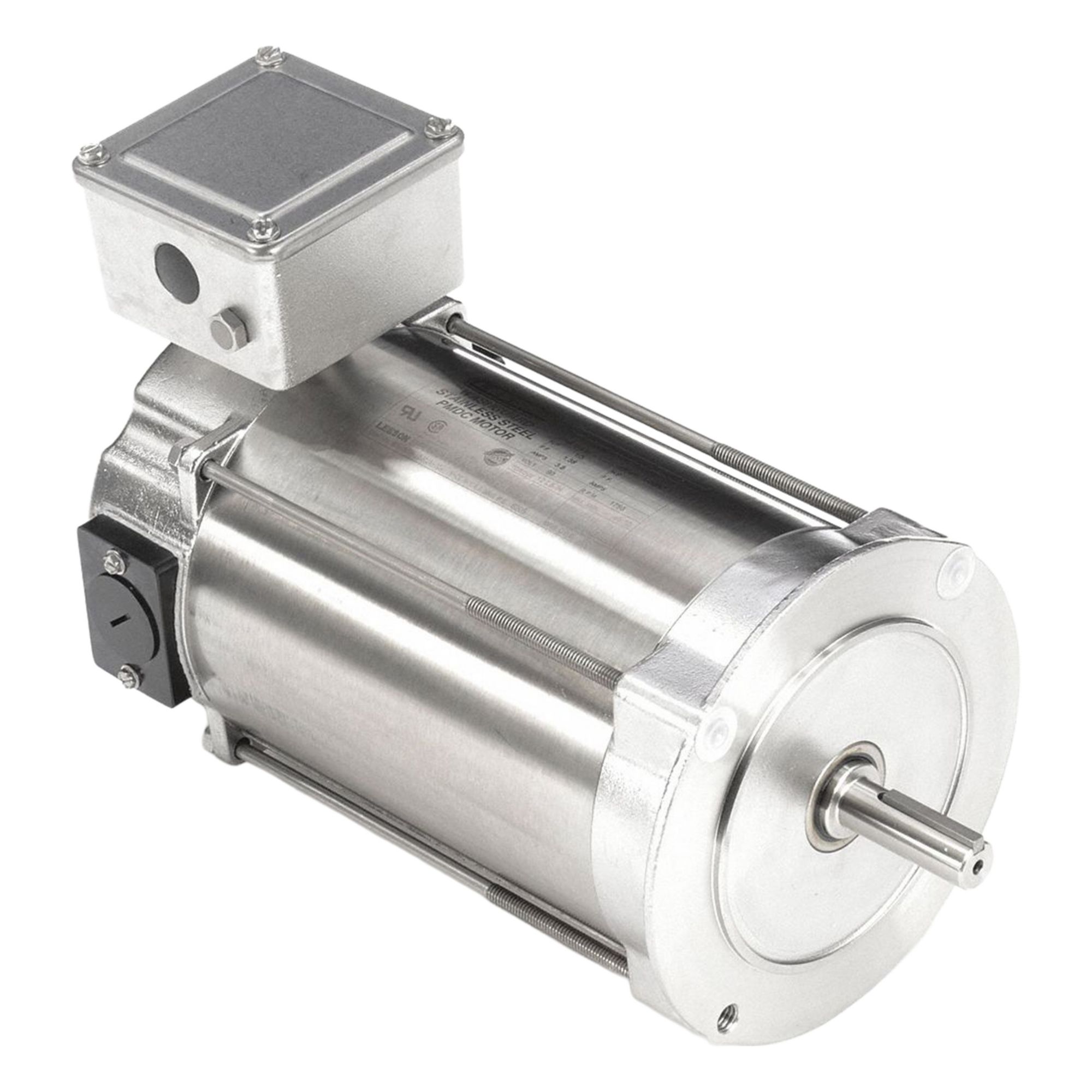 Washdown Motor: 1/3 hp, 1, 750 RPM, 56C Frame Size, Totally Enclosed Non-Ventilated, 90V DC