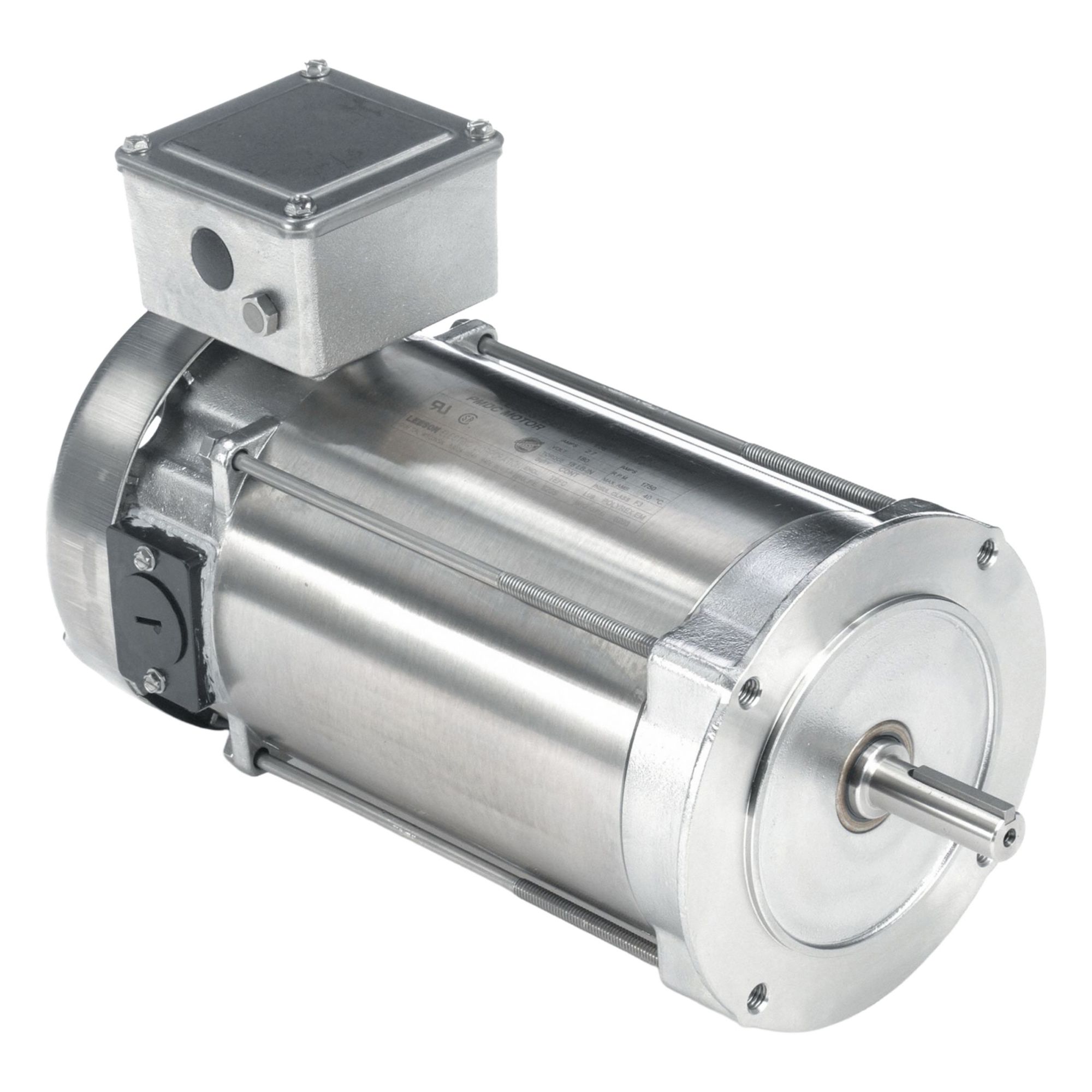 Washdown Motor: 1/2 hp, 1, 750 RPM, 56C Frame Size, Totally Enclosed Fan Cooled, 180V DC