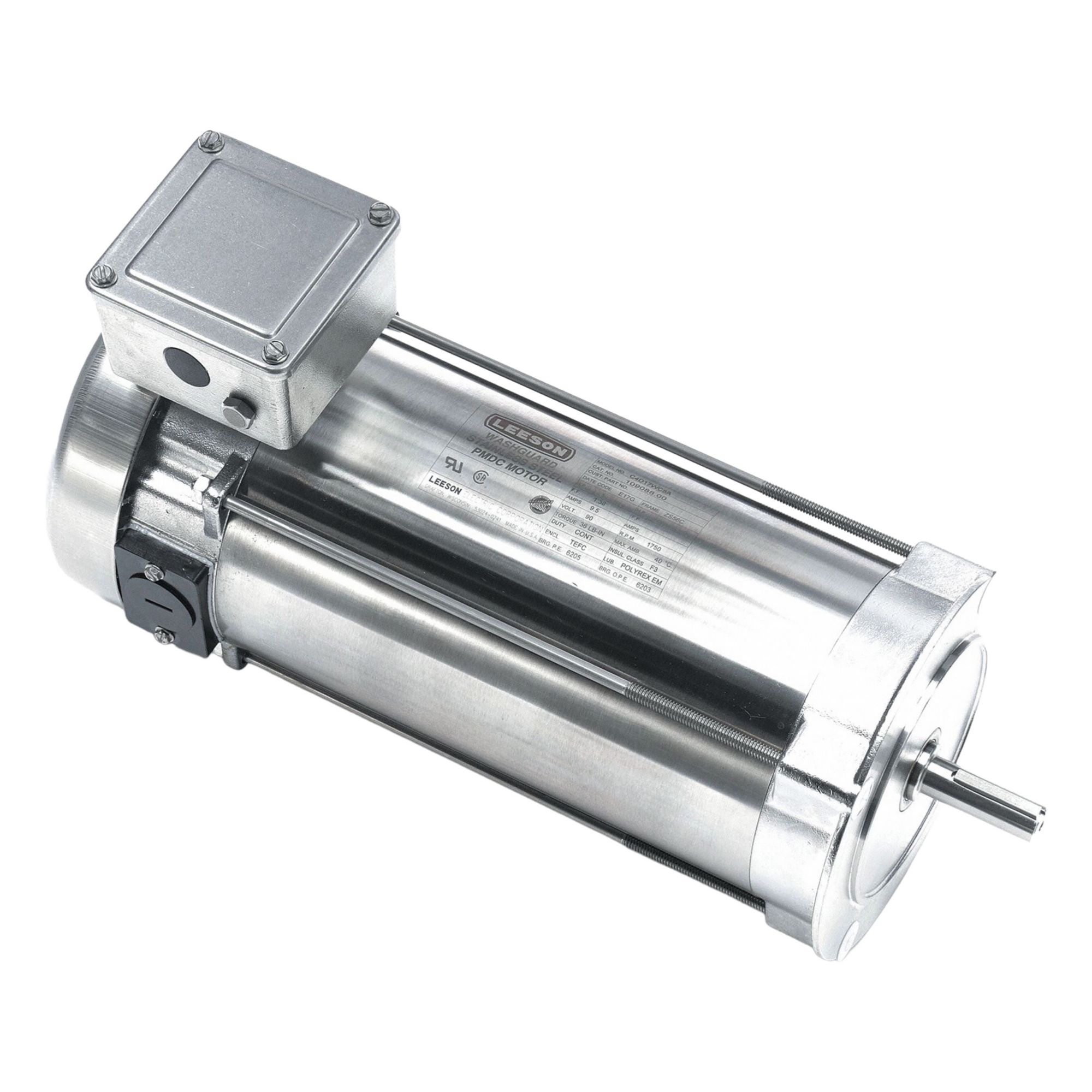Washdown Motor: 1 hp, 1, 750 RPM, 56C Frame Size, Totally Enclosed Fan Cooled, 90V DC, C-Face