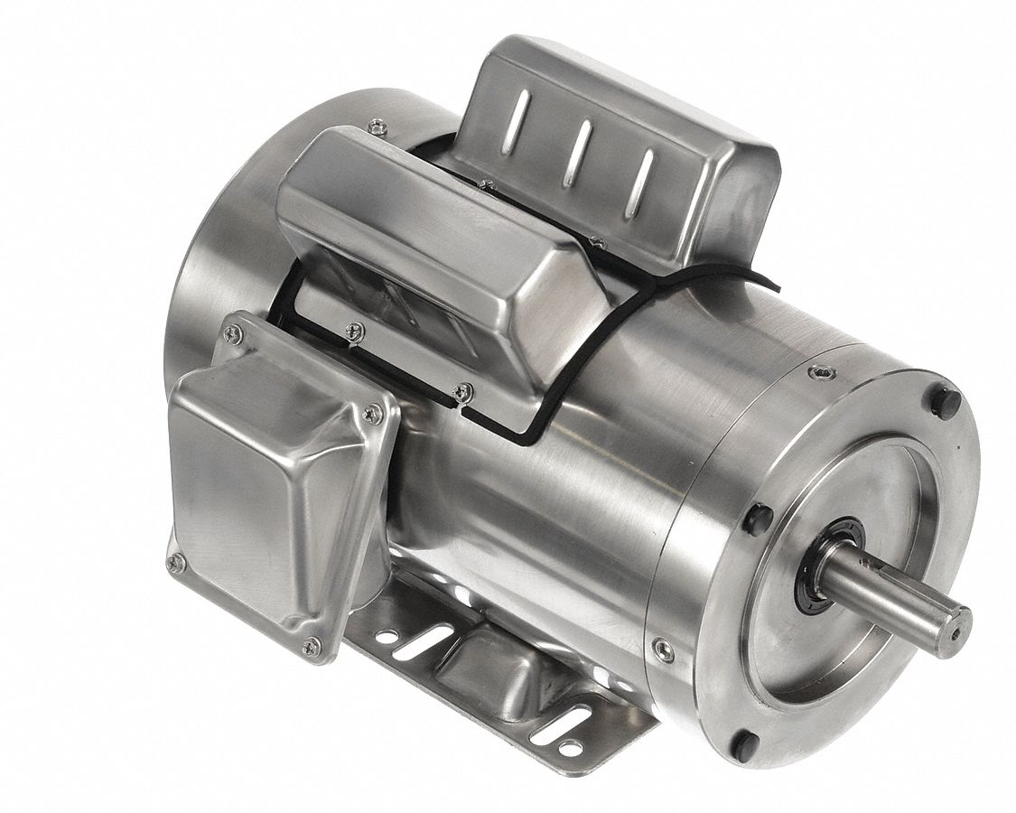 Washdown Motor: Capacitor-Start/Run, 2 hp Horsepower, 3, 450 RPM RPM, 115/230V AC, TEFC