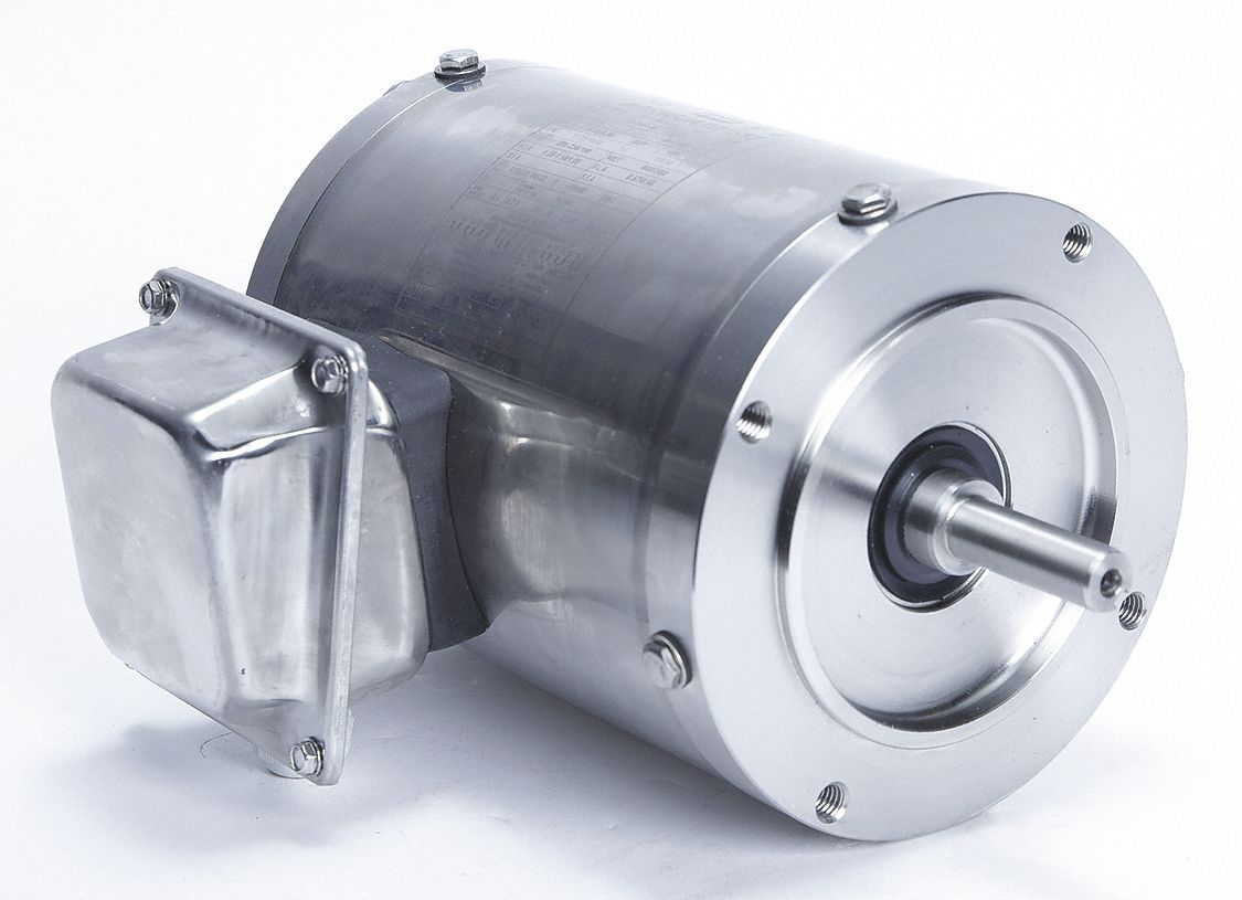Washdown Motor: Three-Phase, 1/2 hp Horsepower, 1, 740 RPM RPM, 230/460V AC, 56C Frame Size