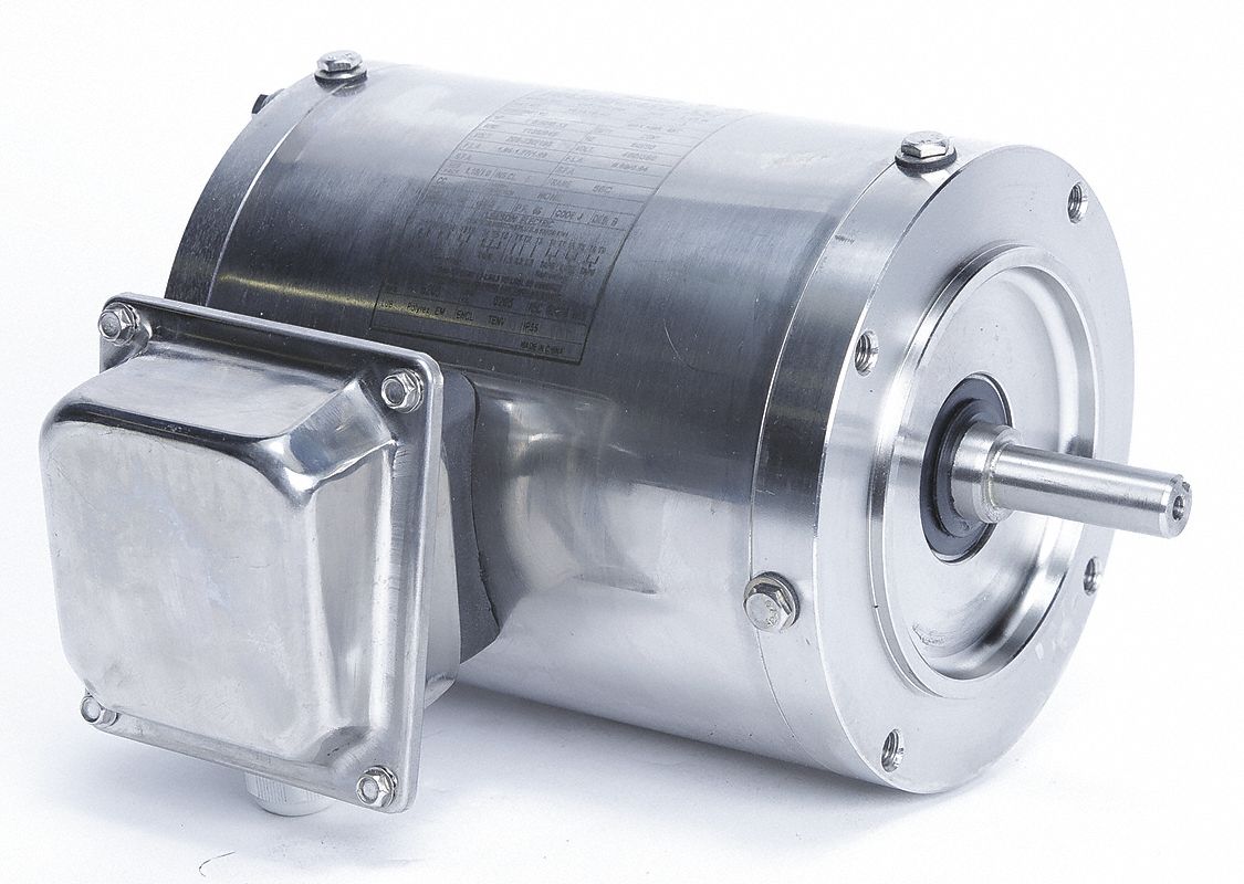 Washdown Motor: Three-Phase, 1/2 hp Horsepower, 1, 140 RPM RPM, 230/460V AC, 56C Frame Size