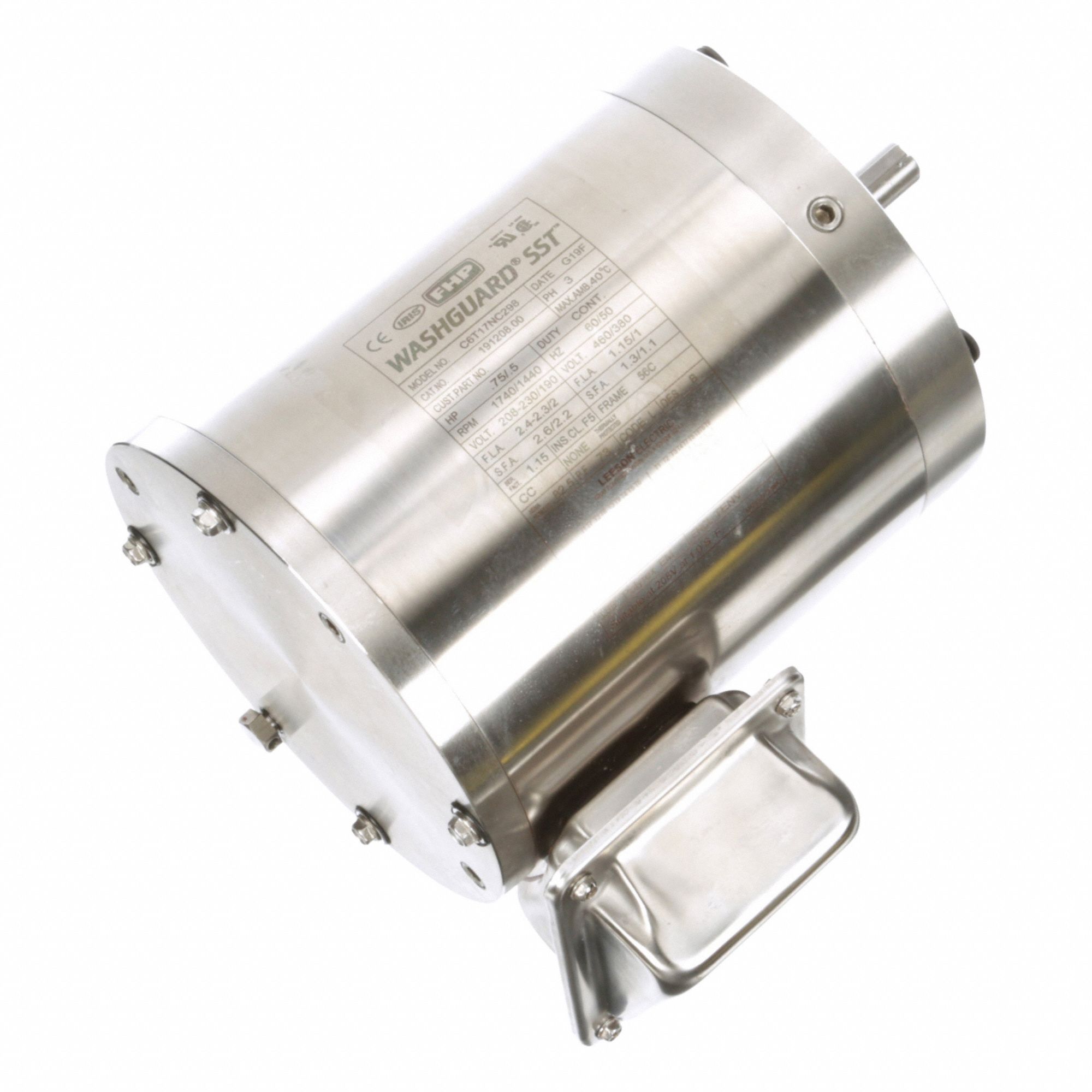 Washdown Motor: Three-Phase, 3/4 hp Horsepower, 1, 740 RPM RPM, 230/460V AC, 56C Frame Size