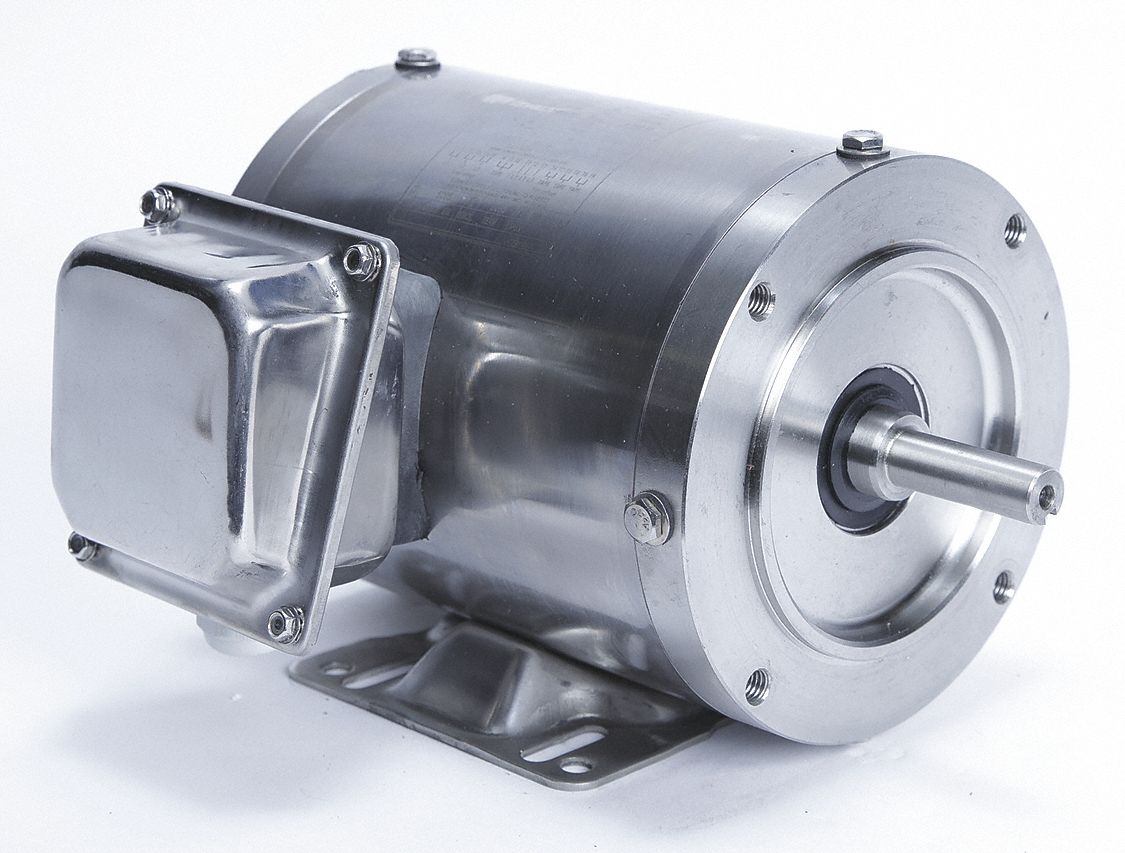 Washdown Motor: Three-Phase, 1/2 hp Horsepower, 1, 740 RPM RPM, 230/460V AC, 56C Frame Size