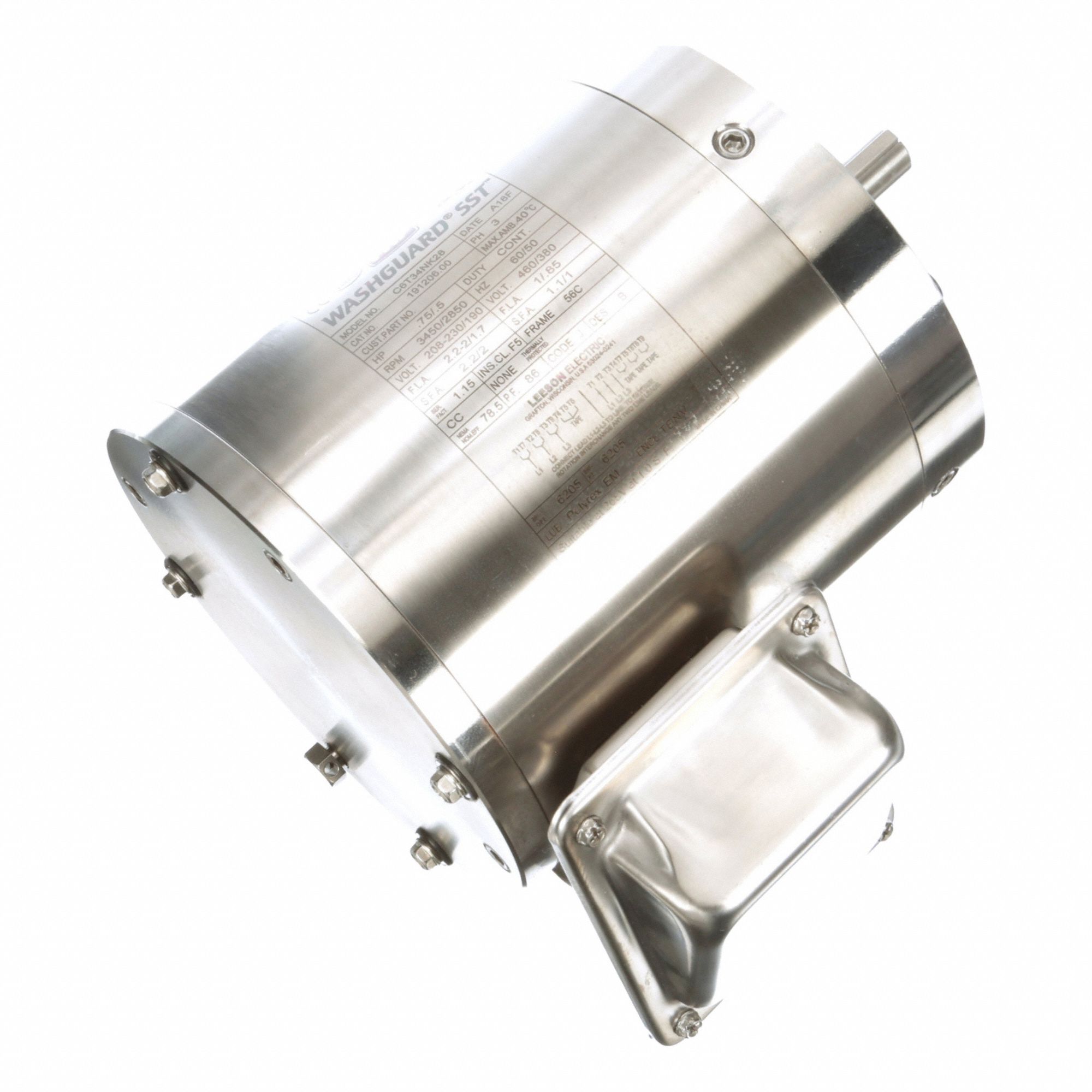 LEESON, Three-Phase, 3/4 hp Horsepower, Washdown Motor - 48ZH66|191206. ...