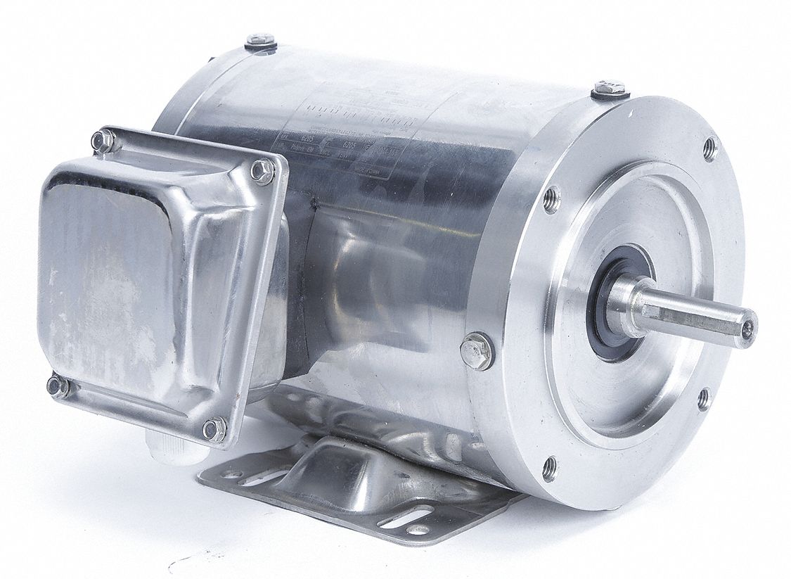Washdown Motor: Three-Phase, 3/4 hp Horsepower, 3, 450 RPM RPM, 230/460V AC, 56C Frame Size