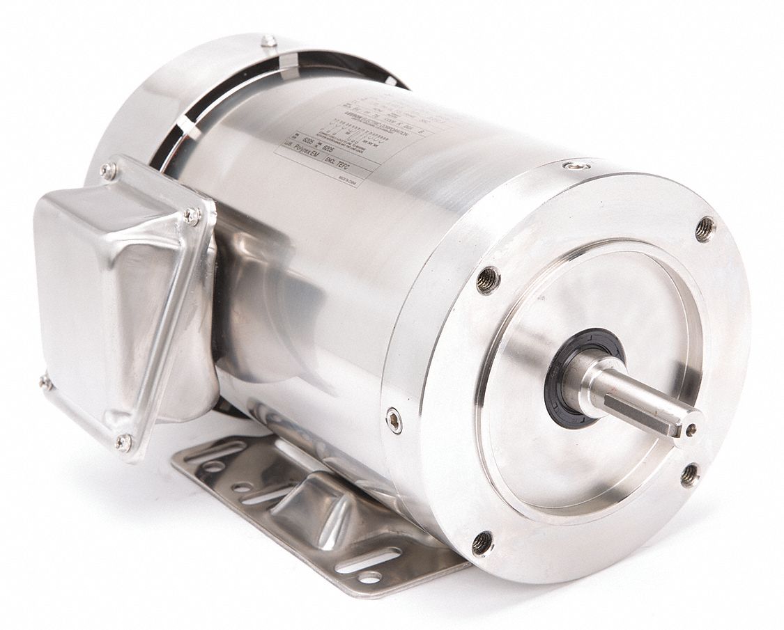 Washdown Motor: Three-Phase, 2 hp Horsepower, 1, 750 RPM RPM, 208-230/460V AC, 56HC Frame Size