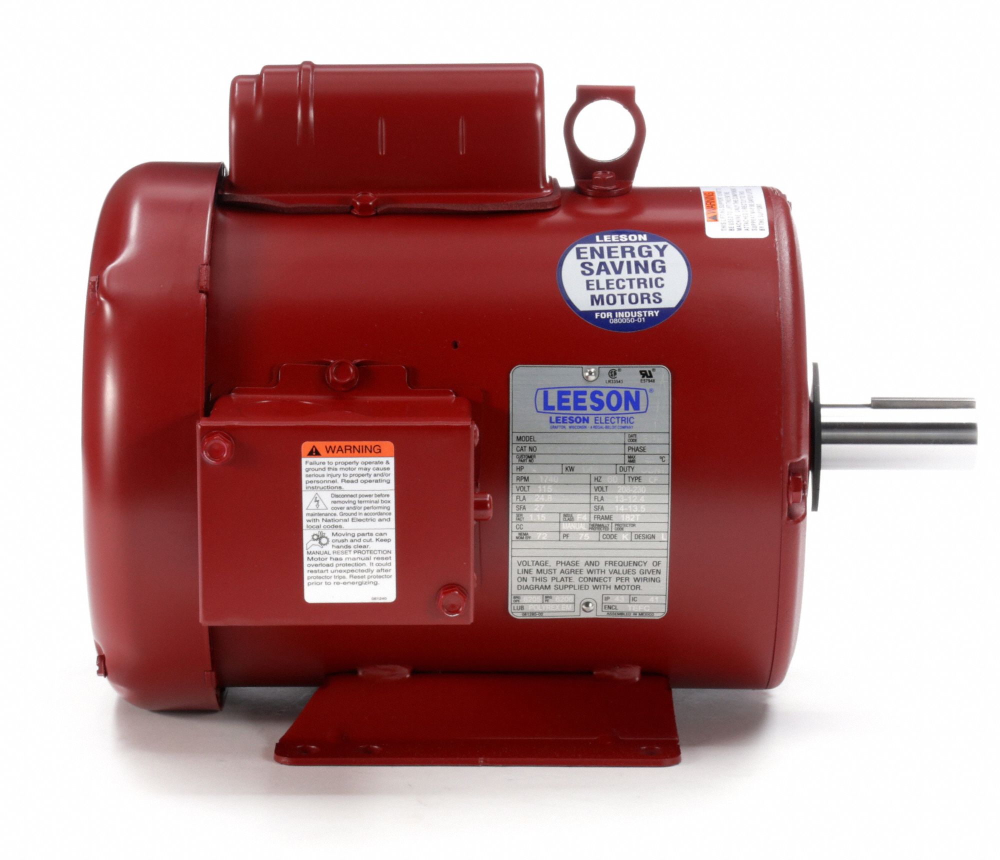 LEESON High Torque Farm Duty Motor 2, 1,740, 115/208230V AC, 182T