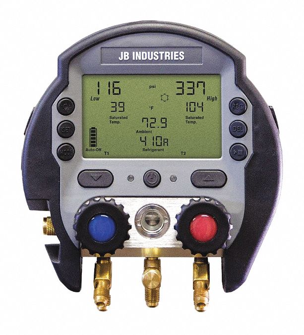 JB INDUSTRIES, Digital Manifold Gauge Set, 2 Valves, Digital Manifold