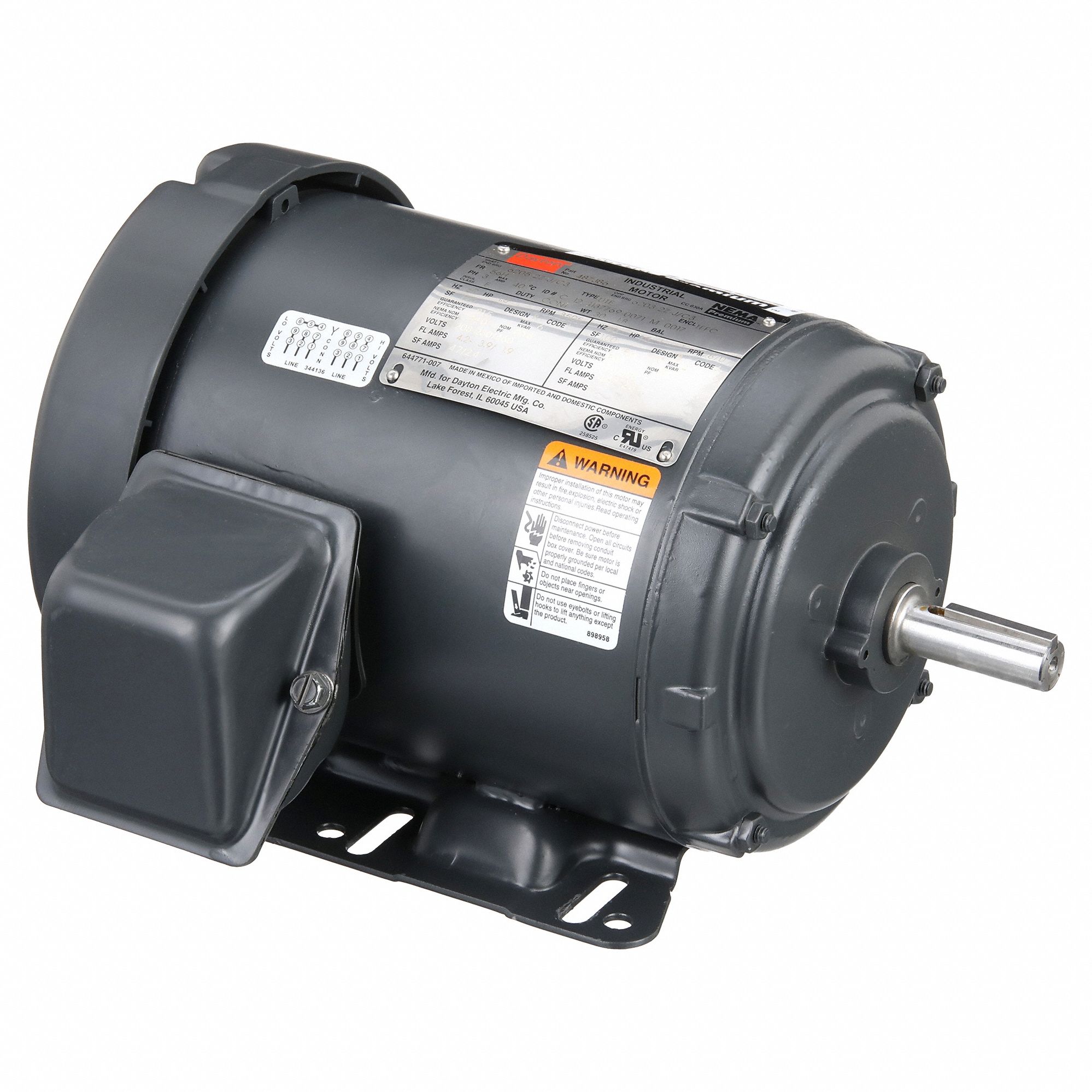 General Purpose Motor: Totally Enclosed Fan Cooled, Rigid Base Mount, 1 1/2 HP, 56H Frame