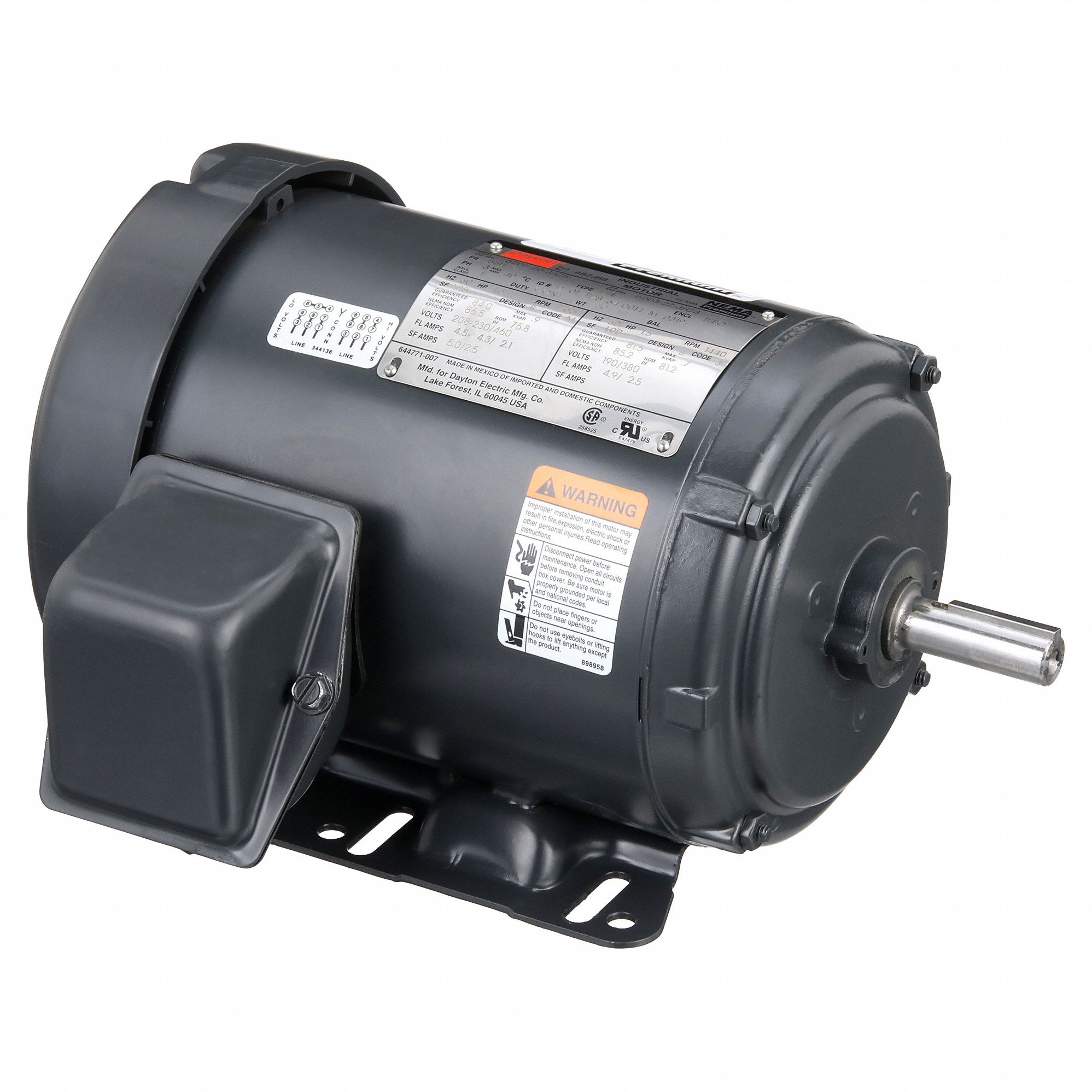 General Purpose Motor: Totally Enclosed Fan Cooled, Rigid Base Mount, 1 1/2 HP, 230/460V AC