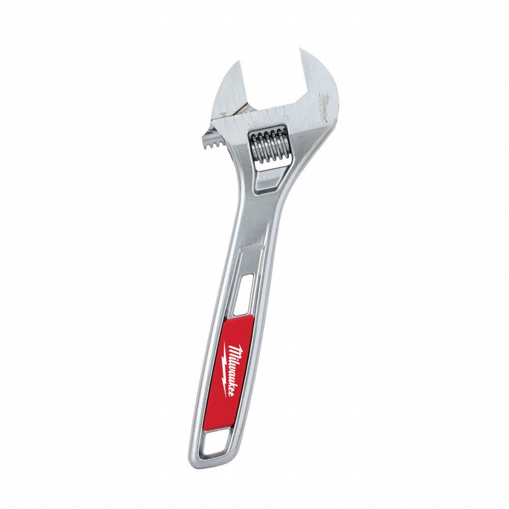 Adjustable Wrench: Alloy Steel, Chrome, 6 in Overall Lg, 15/16 in Jaw Capacity