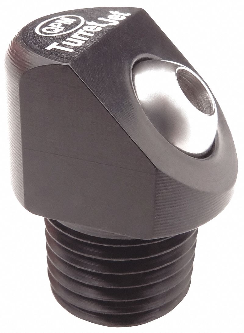 Coolant Nozzle: TurretJet, Acetal, 0.11 in Orifice Dia., 150 psi Max. PSI, 53/64 in Lg, 5 PK