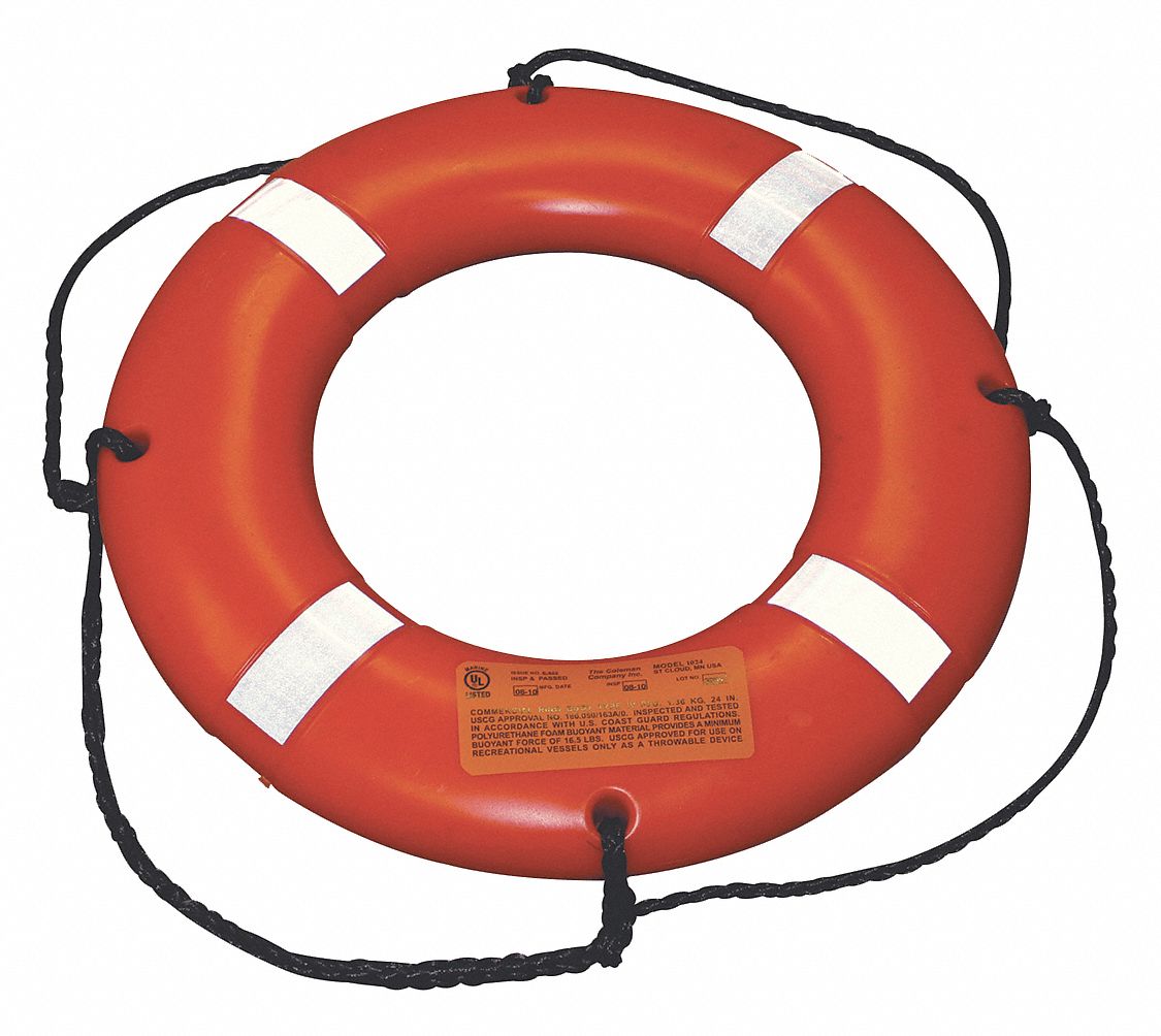 STEARNS Survival Ring Buoy, 24 in Dia, Polyethylene, US Coast Guard
