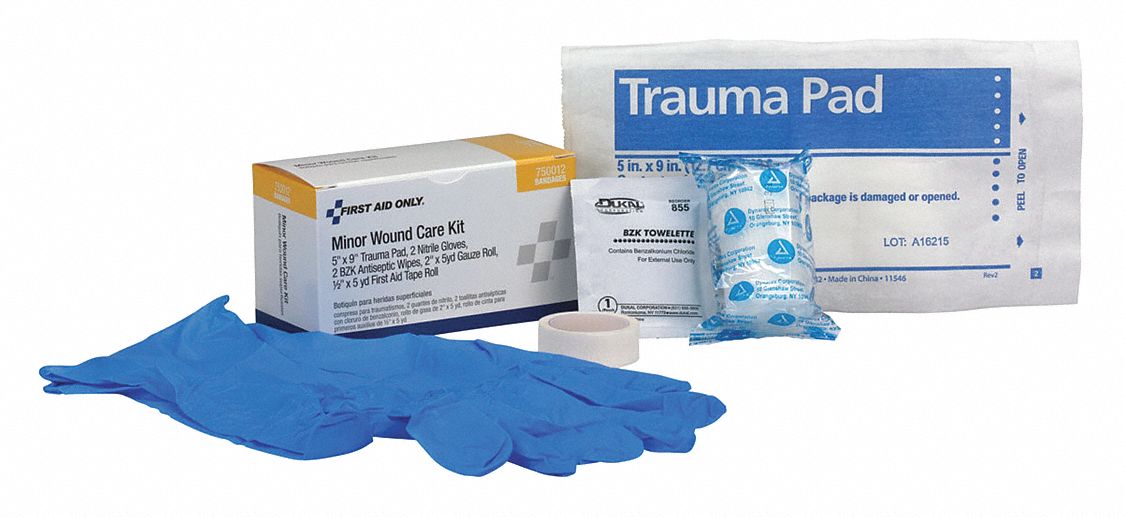 Wound Dressing Kit: 7 Components, 1 People Served, Not ANSI Compliant