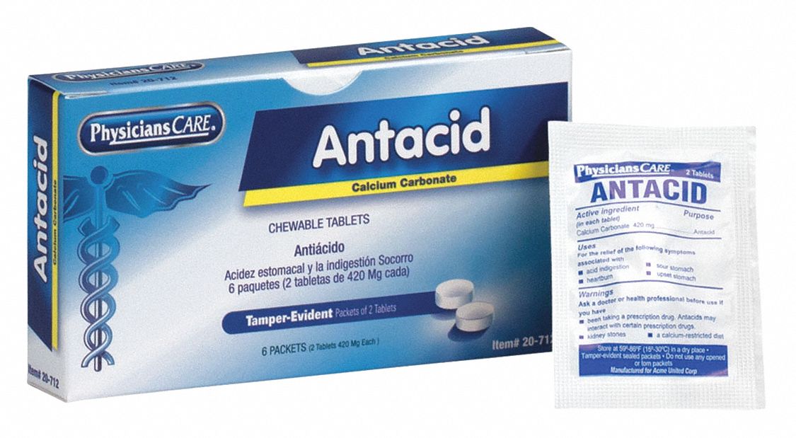 FIRST AID ONLY Antacids and Indigestion, Tablet, 420mg 48ZV5120712