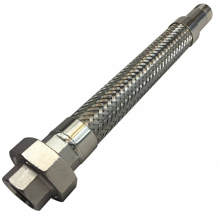 FLEXIBLE METAL HOSE ASSEMBLY, ½ IN HOSE ID, 5 IN DYNAMIC MIN. BEND RADIUS, MNPT, 18 IN L