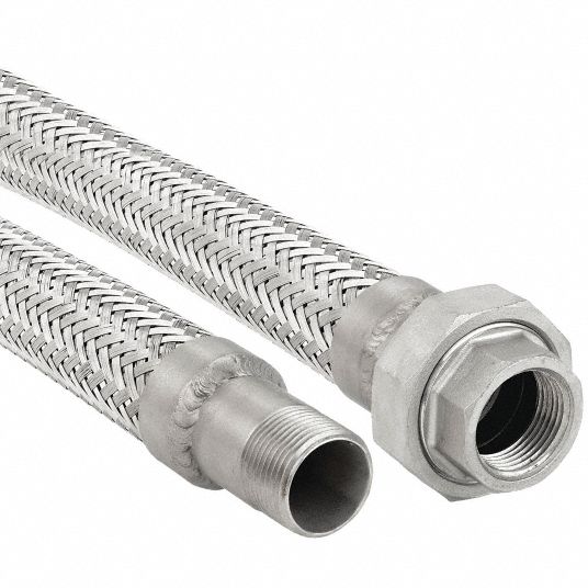 Flexible Metal Hose Assembly: 1 in Hose Inside Dia., 9 in Dynamic Min. Bend  Radius (In.), MNPT, FNPT