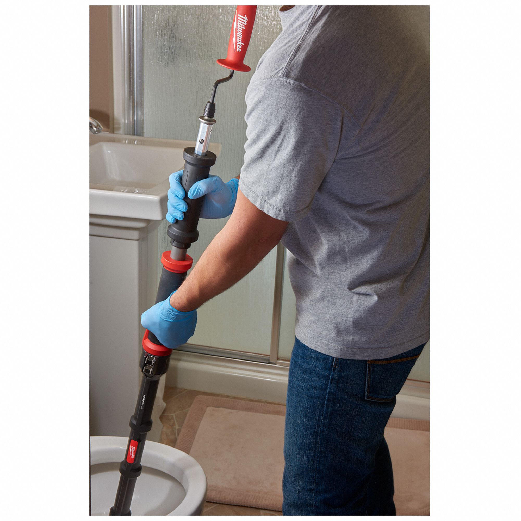 MILWAUKEE Closet Auger: 6 ft Cable Lg, Telescoping Extension, 1/2 in