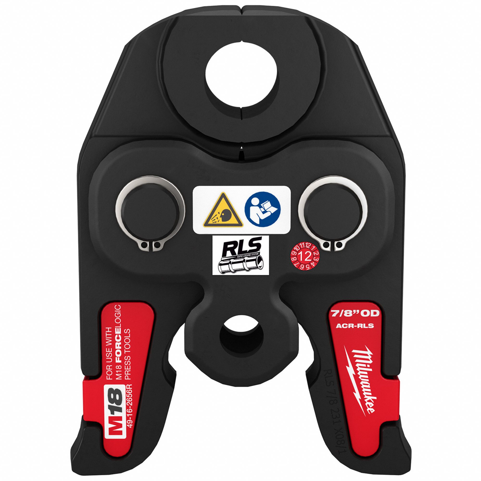 Press Jaw: 7/8 in Pipe, Copper (HVAC), For Force Logic/RLS HVAC/R Braze-Free Press