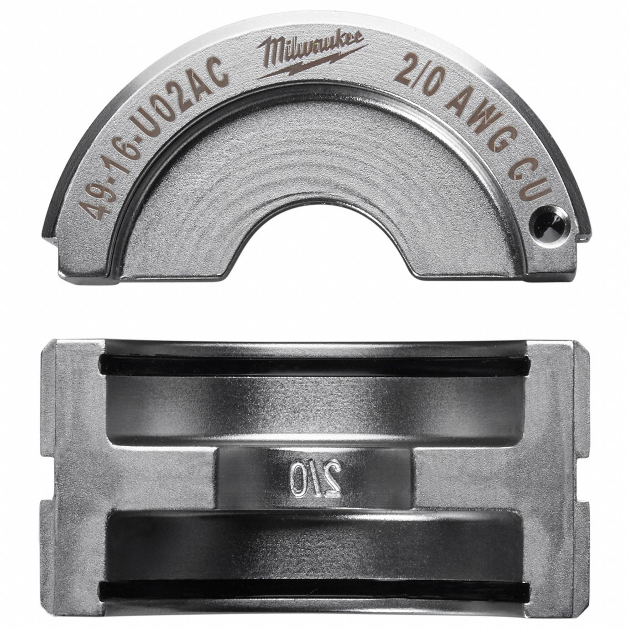 Upper and Lower Crimping Die: 2/0 AWG, U Style Dies, For Use With 2679-20/49-16-U000