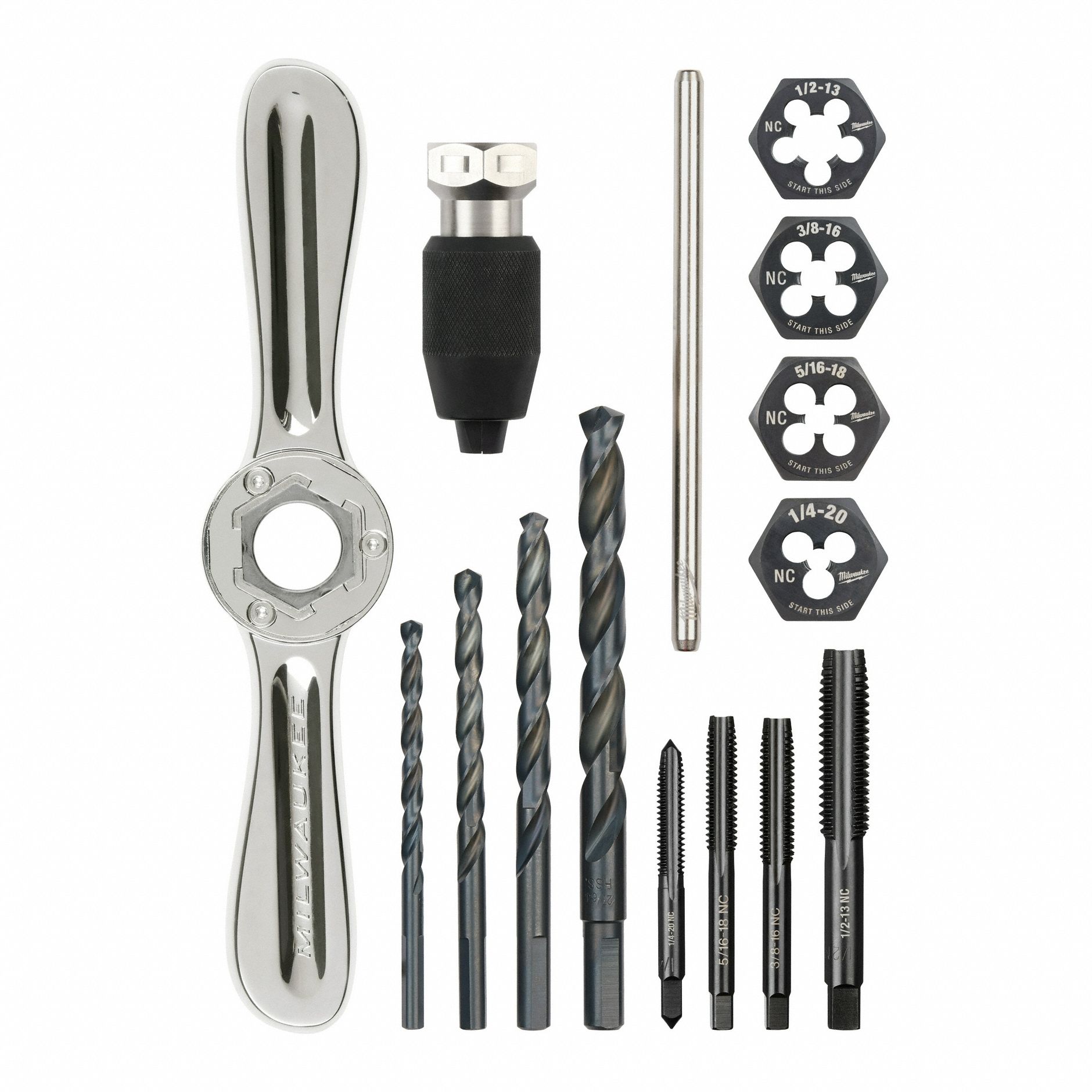 Drill Bit, Tap, and Die Set: 15 Pc, UNC