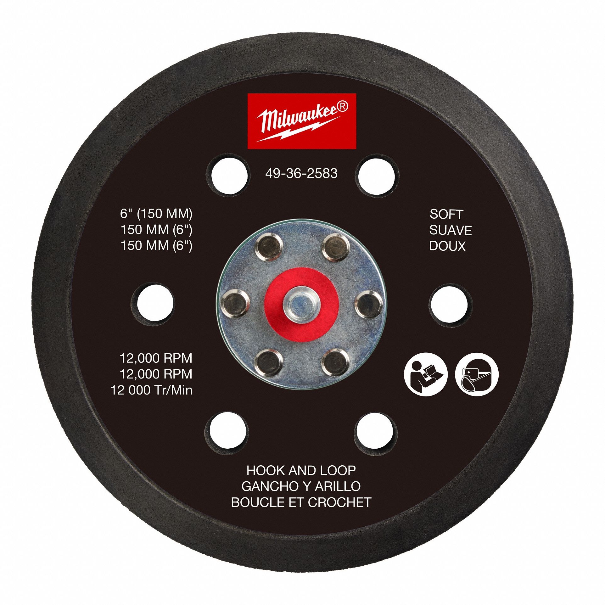 Sander Backing Pad 6 in Dia 1 in Thick