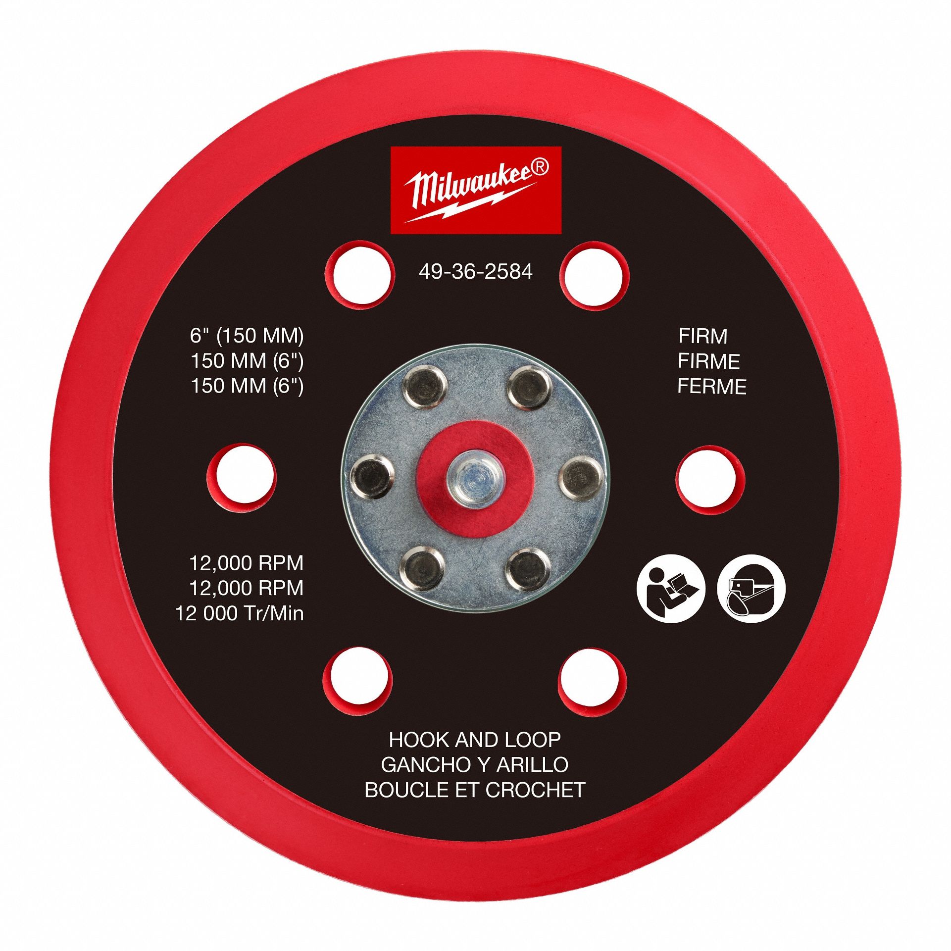 Sander Backing Pad 6 in Dia 1 in Thick
