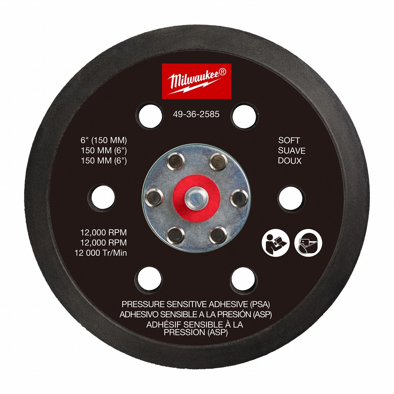 Sander Backing Pad 6 in Dia 1 in Thick