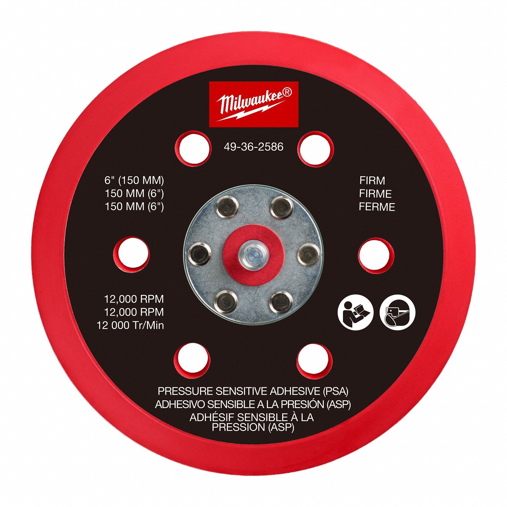 Sander Backing Pad 6 in Dia 1 in Thick