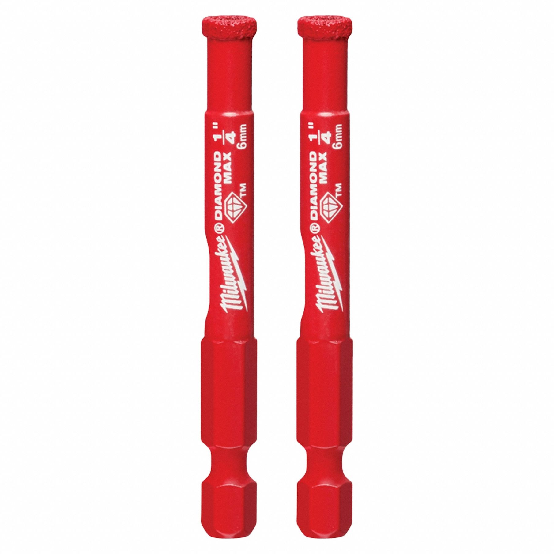 Hole Saw: 1/4 in Saw Dia., 1 5/8 in Max. Cutting Dp, Diamond Grit, 2 PK