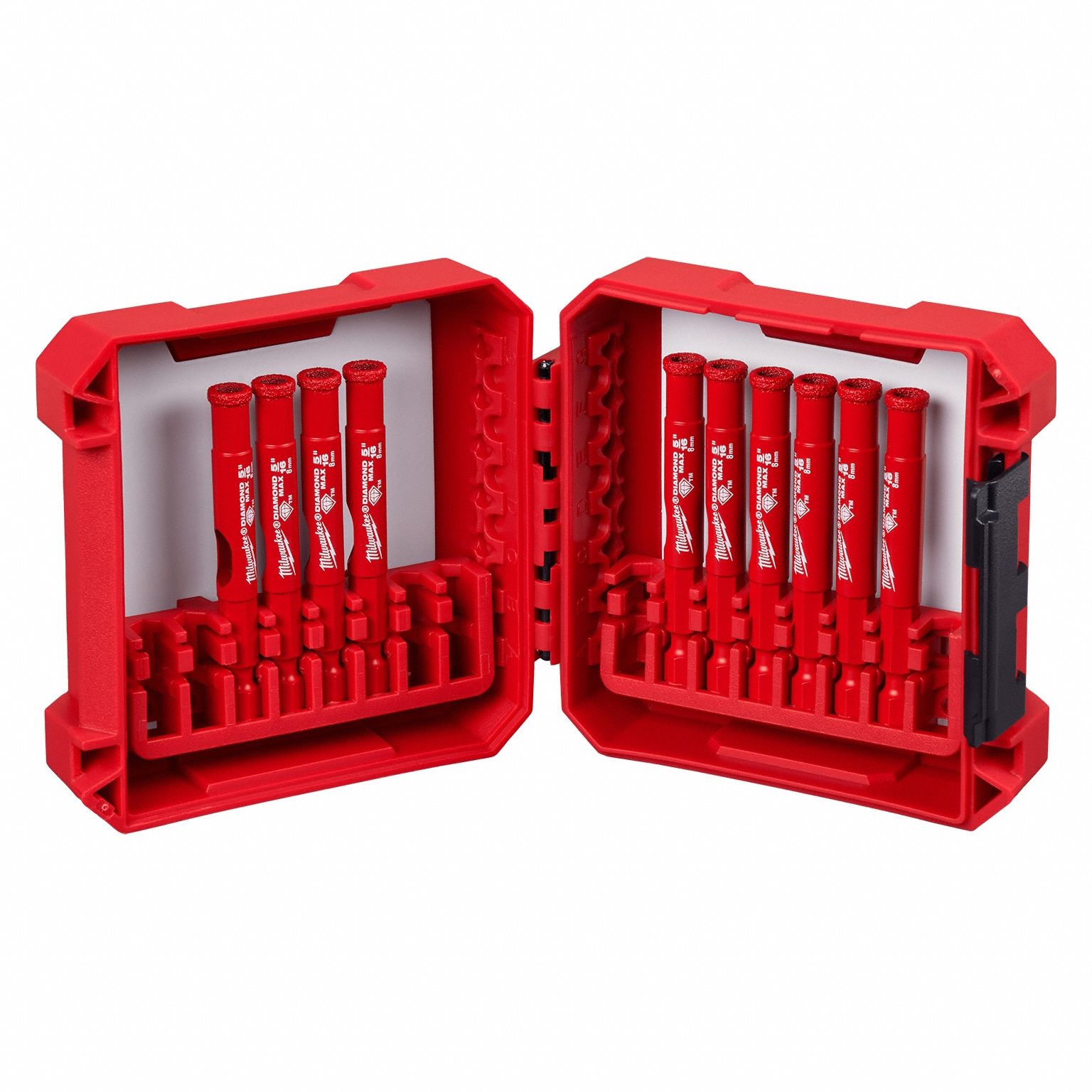 Hole Saw Set: 10 Pieces, 1 1/2 in Max. Cutting Dp, Diamond Grit, Not Impact Rated