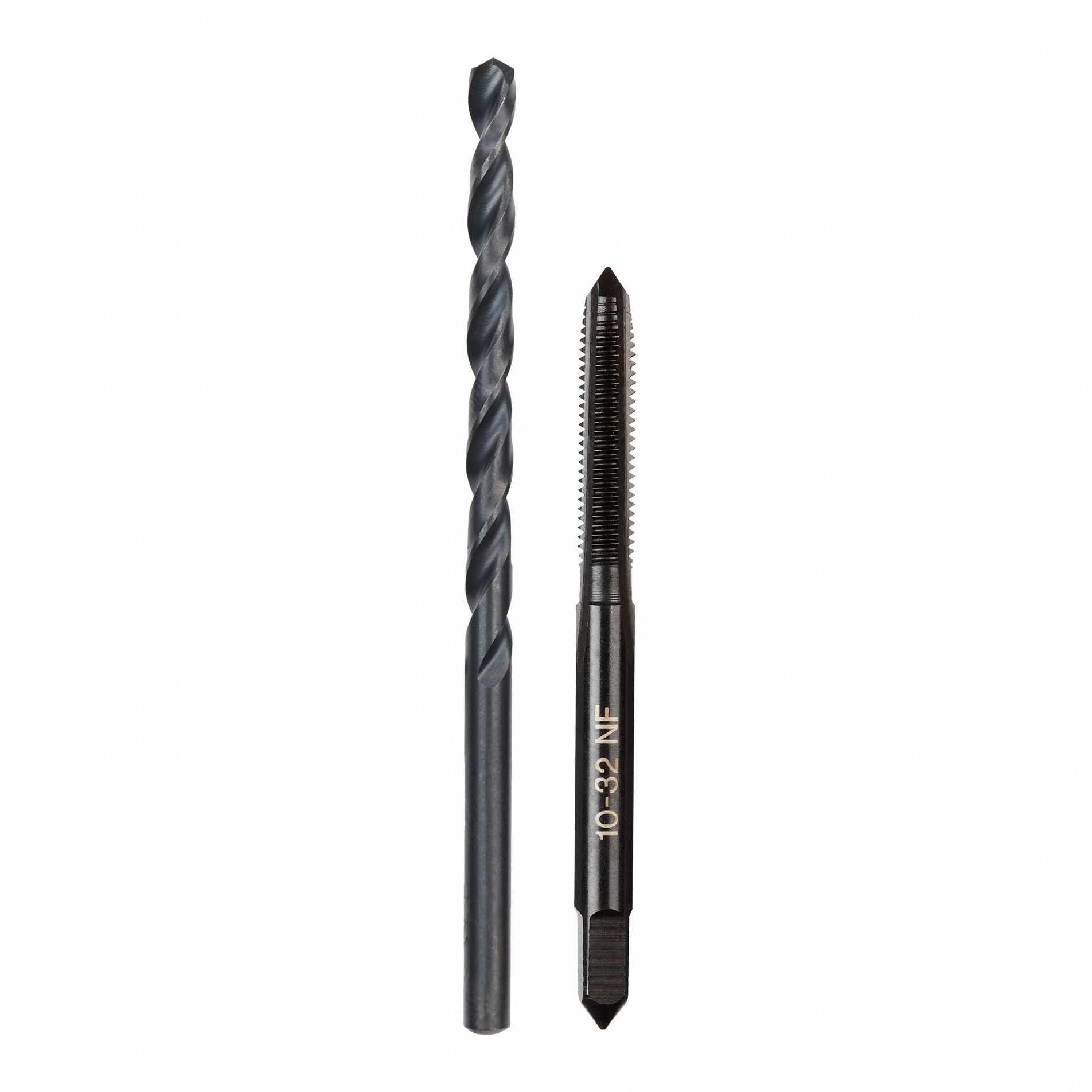 Plug Tap and Drill Bit: 2 Pieces, Carbon Steel Tap, 10-32 NF Tap Sizes Included