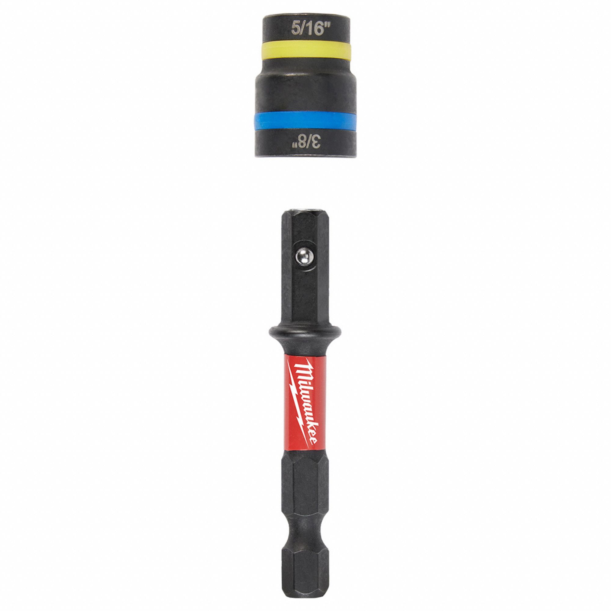 MILWAUKEE: Impact Nut Driver, Imperial, 3/8 in_5/16 in Fastening Size, 2 1/2 in Overall Lg, Steel