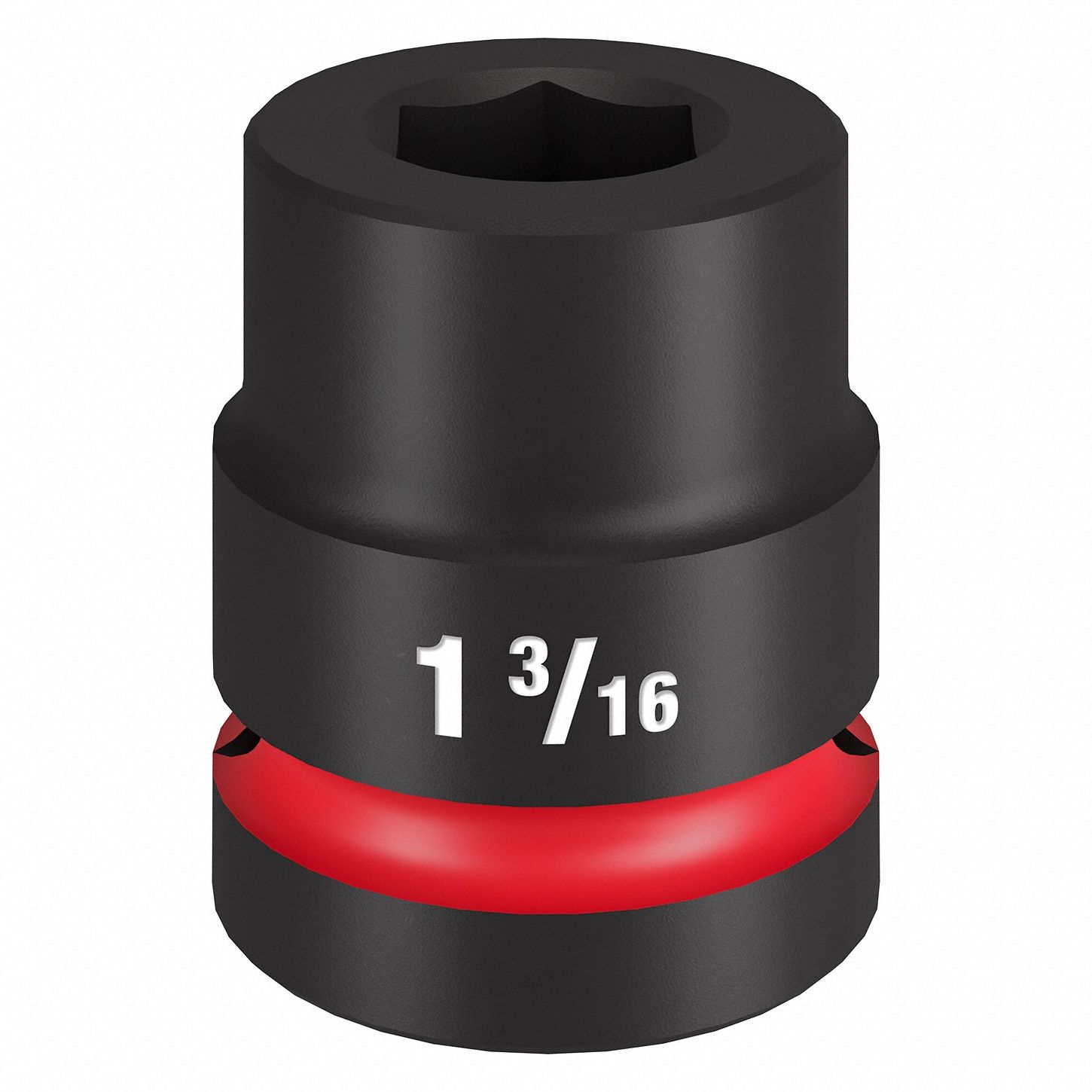 Impact Socket: 1 in Drive Size, SAE, 1 3/16 in Socket Size, 6-Point, Std, Black Phosphate