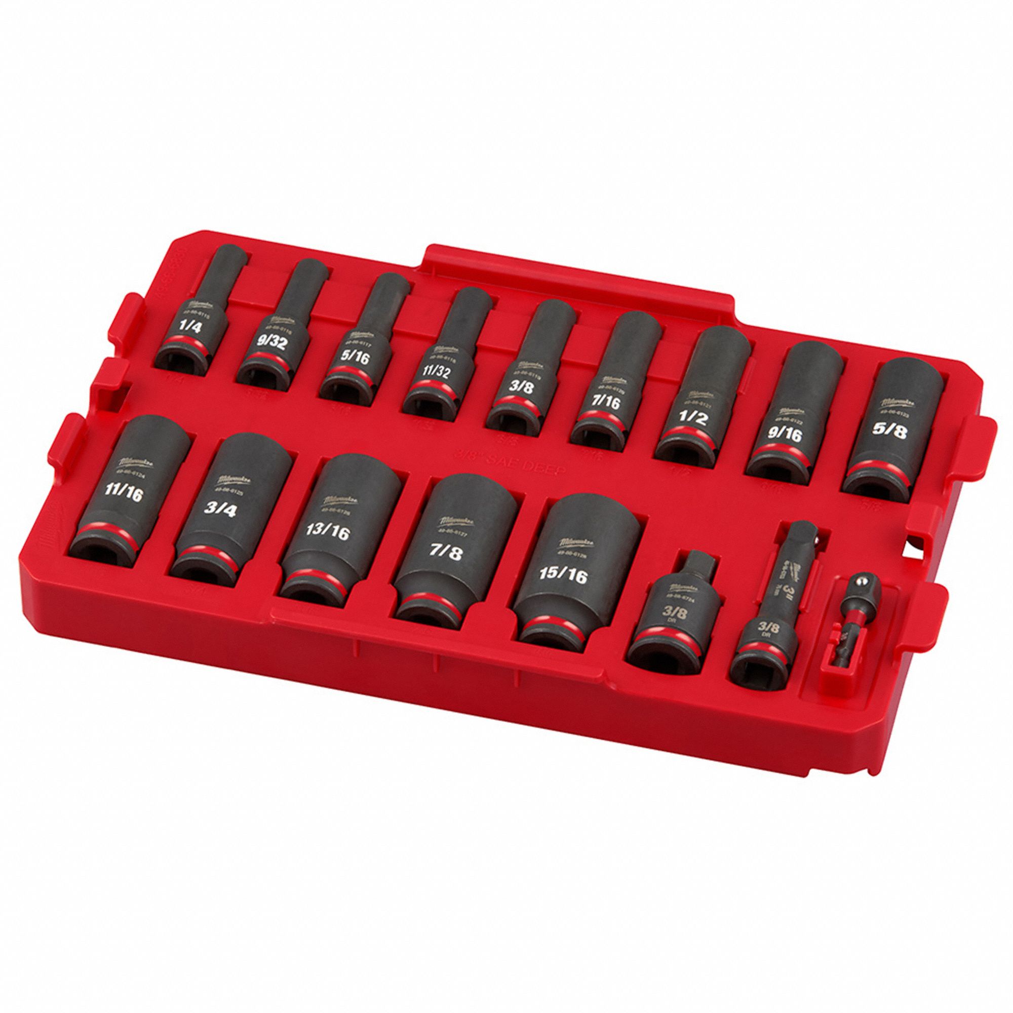 MILWAUKEE PACKOUT, 3/8 in Drive Size, 17 Pieces, Socket Set 798KY149