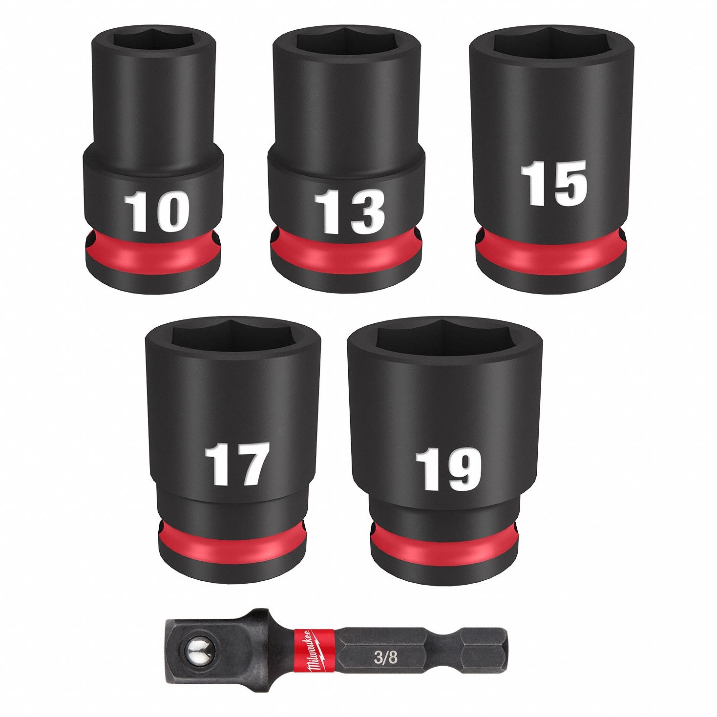 IMPACT SOCKET SET,STEEL,3/8 IN DRIVE SZ