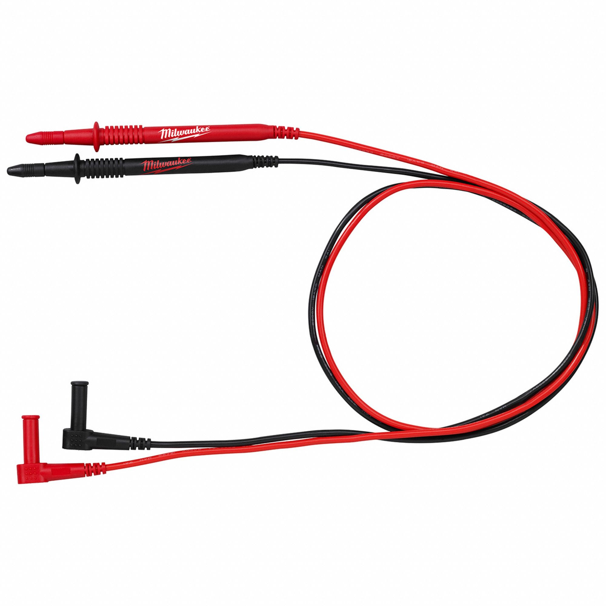 TEST LEADS, CAT III 1000V/CAT IV 600V, PROBE, RIGHT ANGLE SHROUDED PLUG, 4 5/8 FT L, PVC