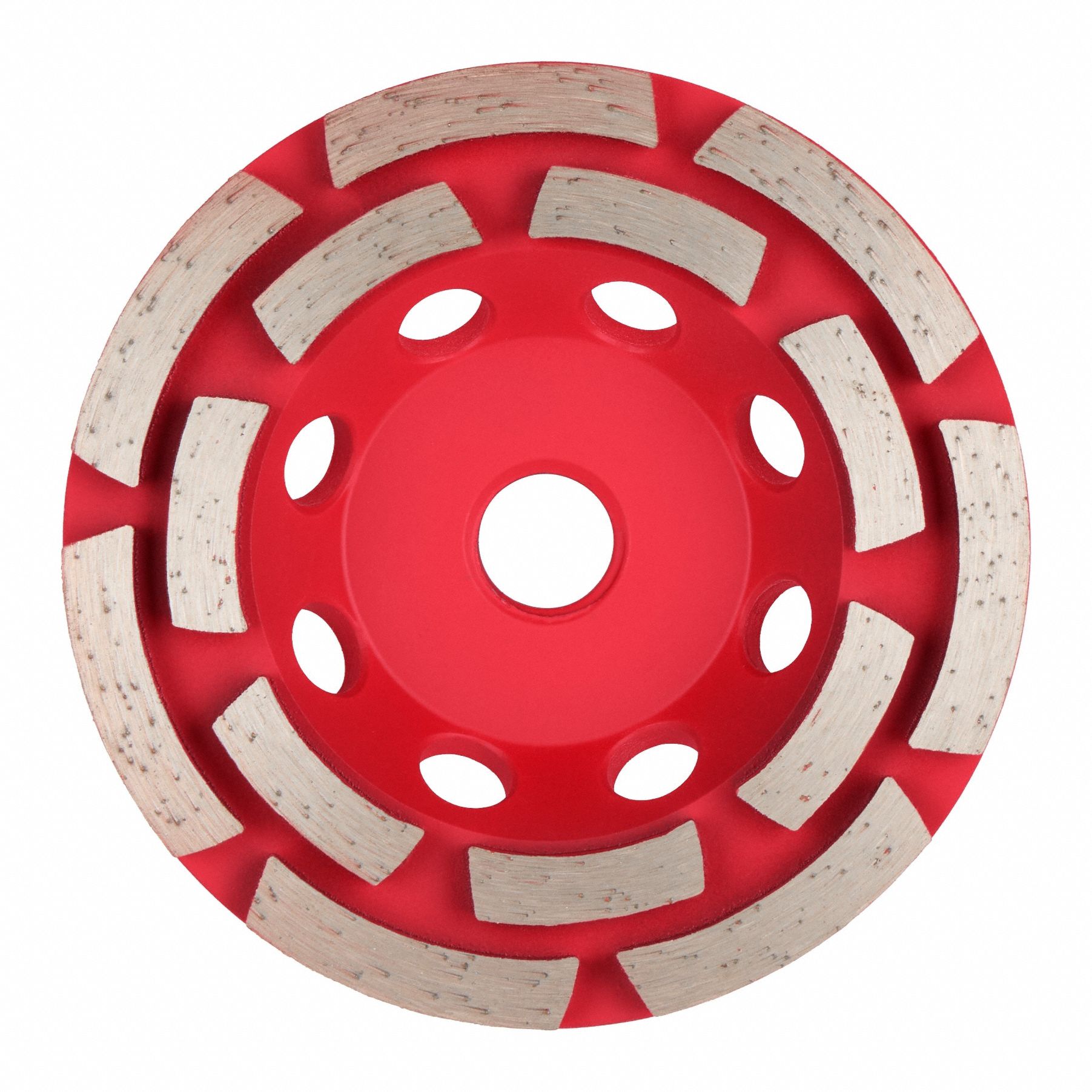 Diamond Segment Cup Grinding Wheel: Double Row, 4" Dia, 5/8"-11 Arbor, 14 Segment