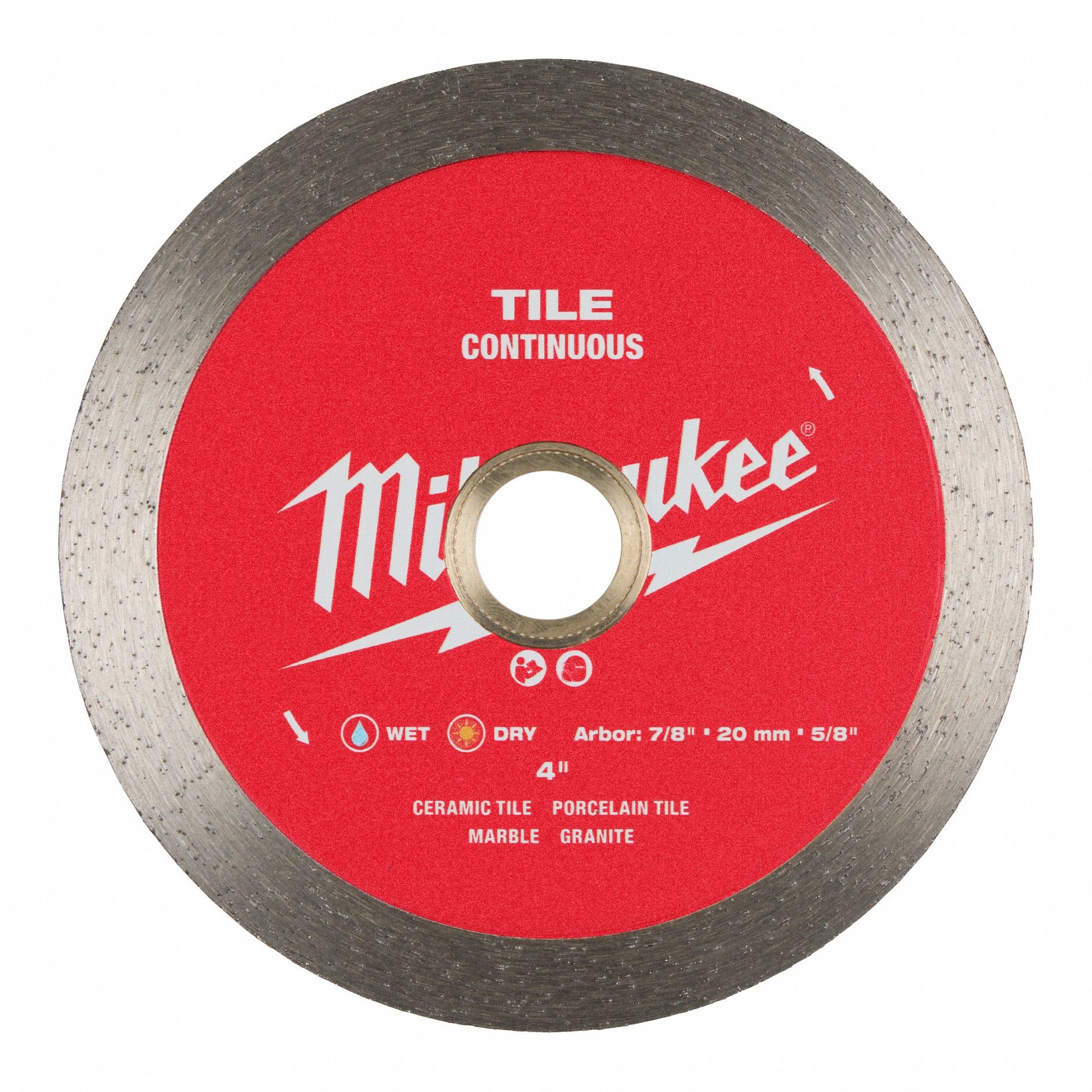 Diamond Saw Blade: Granite/Marble/Porcelain/Tile, 4 in Blade Dia., Wet/Dry, Continuous