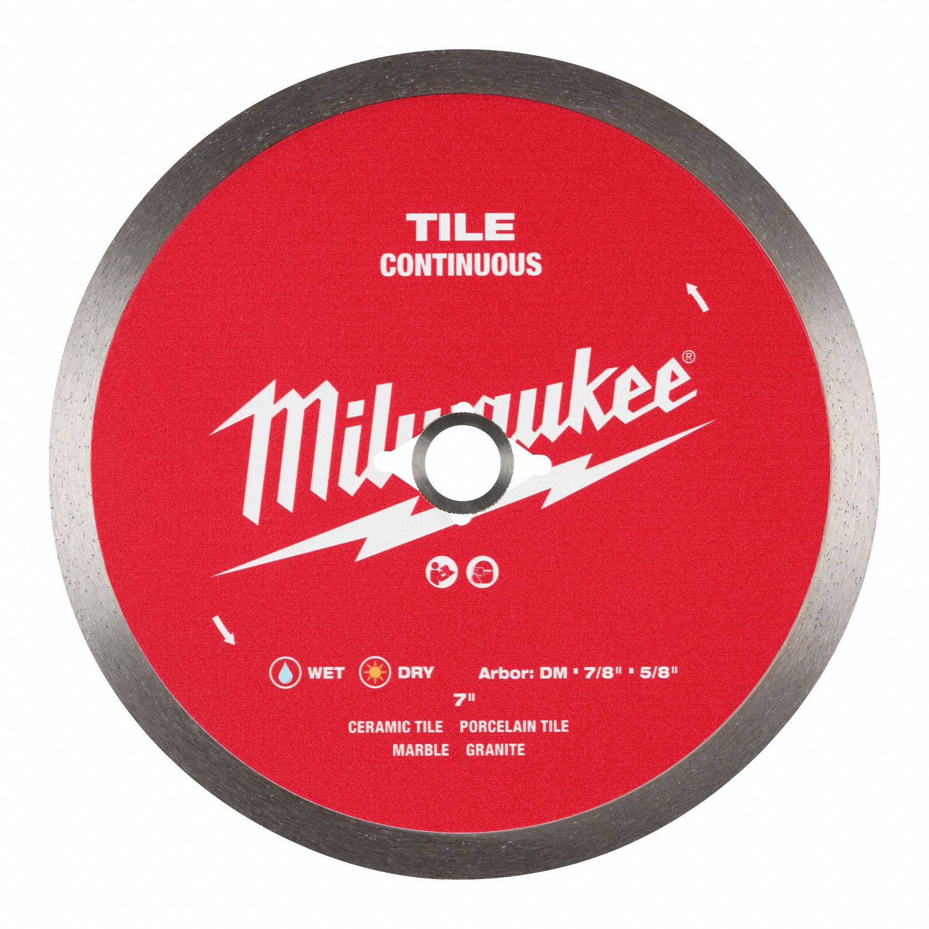 Diamond Saw Blade: Granite/Marble/Porcelain/Tile, 7 in Blade Dia., Wet/Dry, Continuous