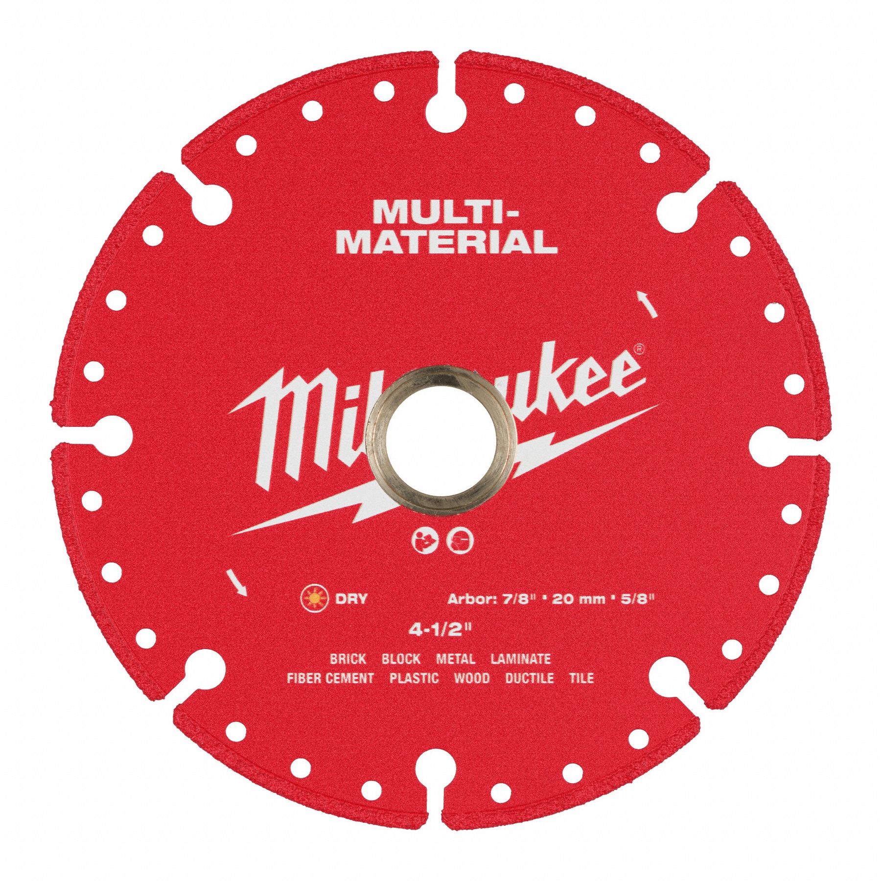 Diamond Saw Blade: Masonry/Metal/Plastic/Tile, 4 1/2 in Blade Dia., Dry, For Assortment