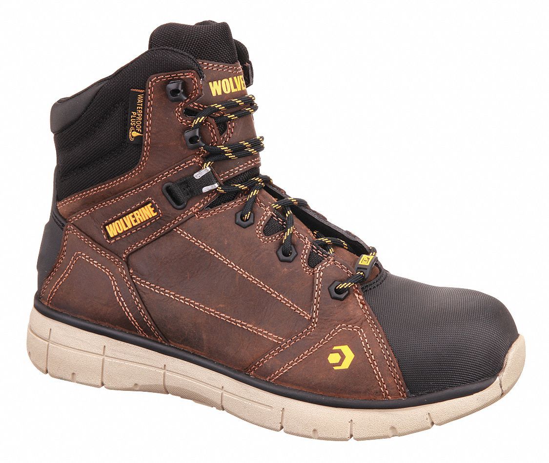 6-Inch Work Boot: Men's, Size 11 1/2, XW, Brown, Composite Toe Cap, Removable Insole