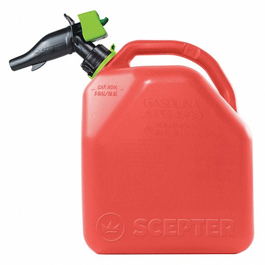 Gas Can,  Polypropylene,  5 gal Capacity,  16 3/4 in Height,  11 17/32 in Length,  9 59/64 in Width