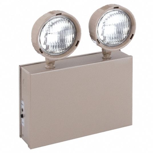 Emergency Light: Halogen, Indoor, 36 W Lamp Watt, 120/277V AC, 36 W  Emergency Watt, Surface, Beige