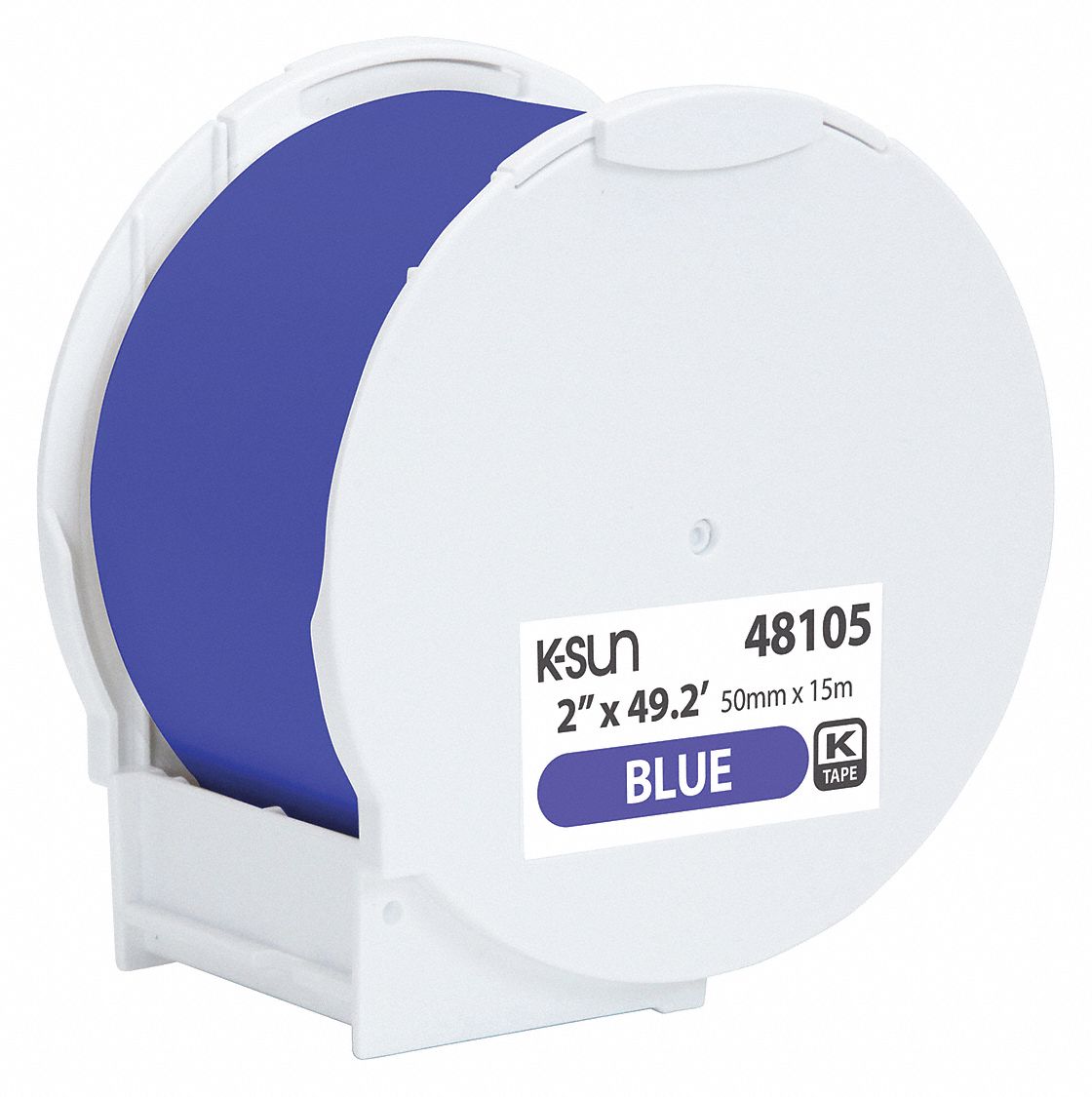 Continuous Label Roll: 2 in x 49 5/32 ft, Polyethylene Olefin, Blue, Indoor/Outdoor