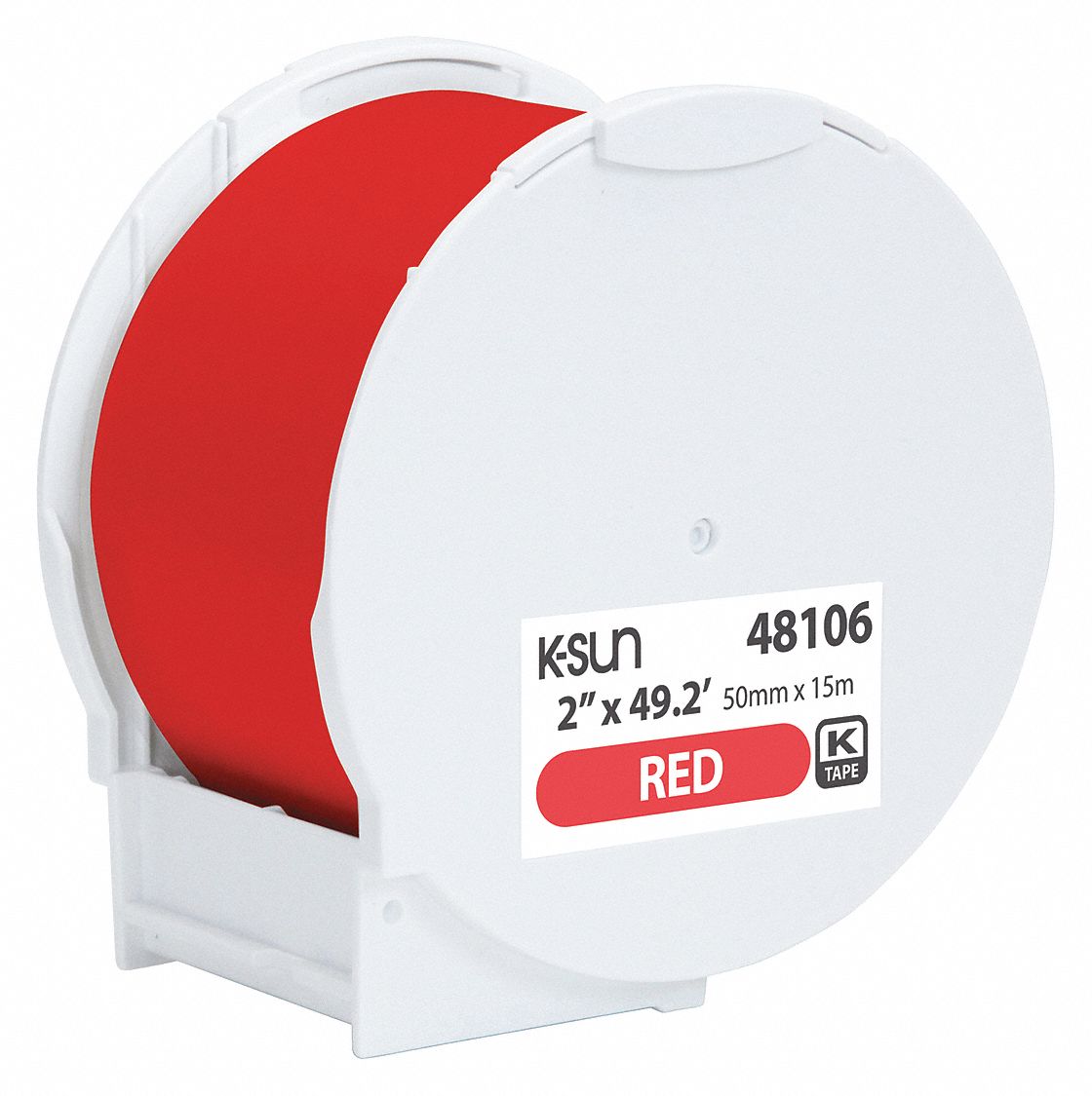 Continuous Label Roll: 2 in x 49 5/32 ft, Polyethylene Olefin, Red, Indoor/Outdoor
