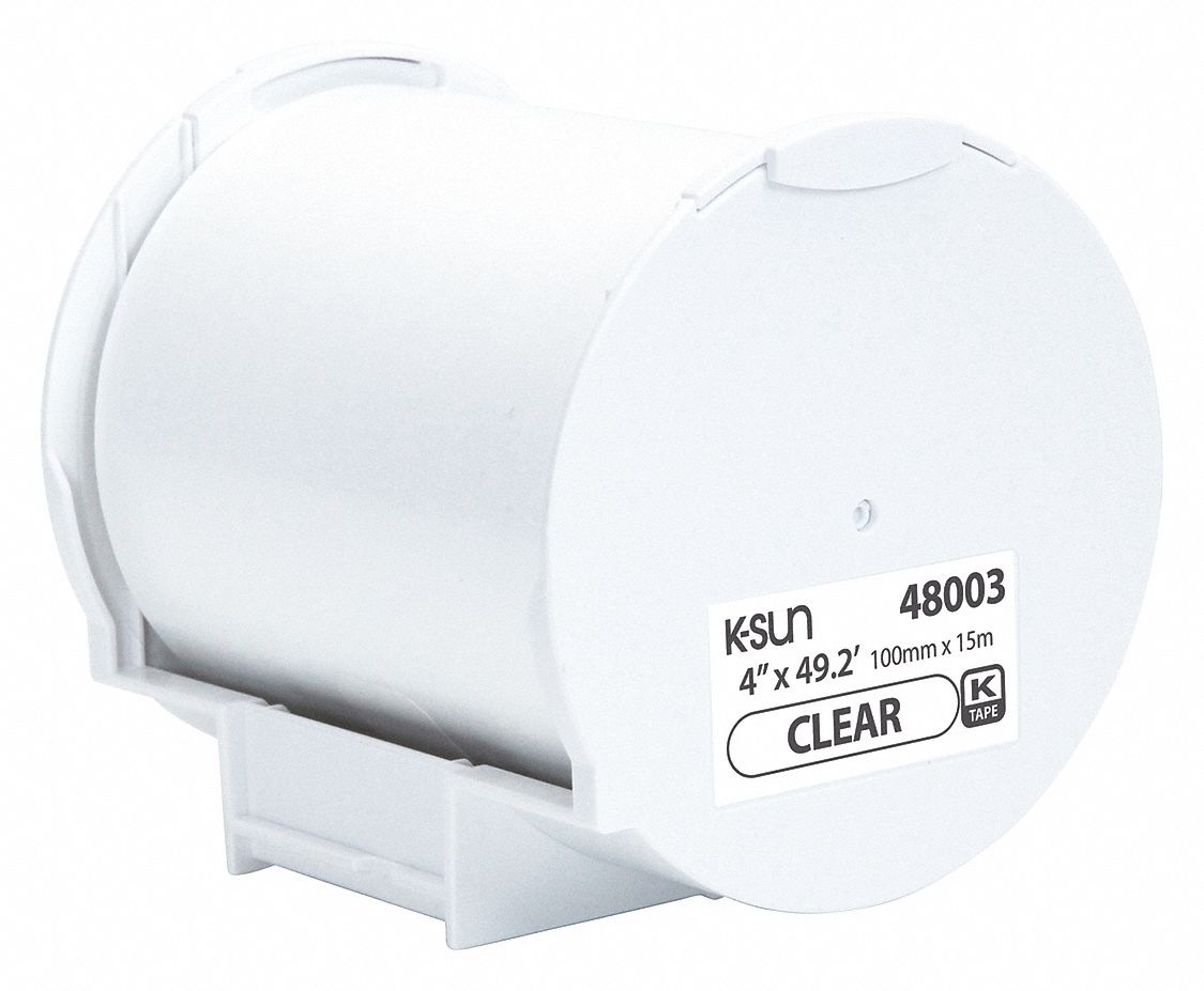 Continuous Label Roll: 2 in x 49 5/32 ft, Polyethylene Olefin, Clear, Indoor/Outdoor, Adhesive